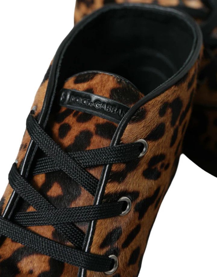 Dolce & Gabbana o1y0125 Logo Leopard-Print Ankle Boots in Brown/Black Size US 8 / EU 41 - 7 Thumbnail