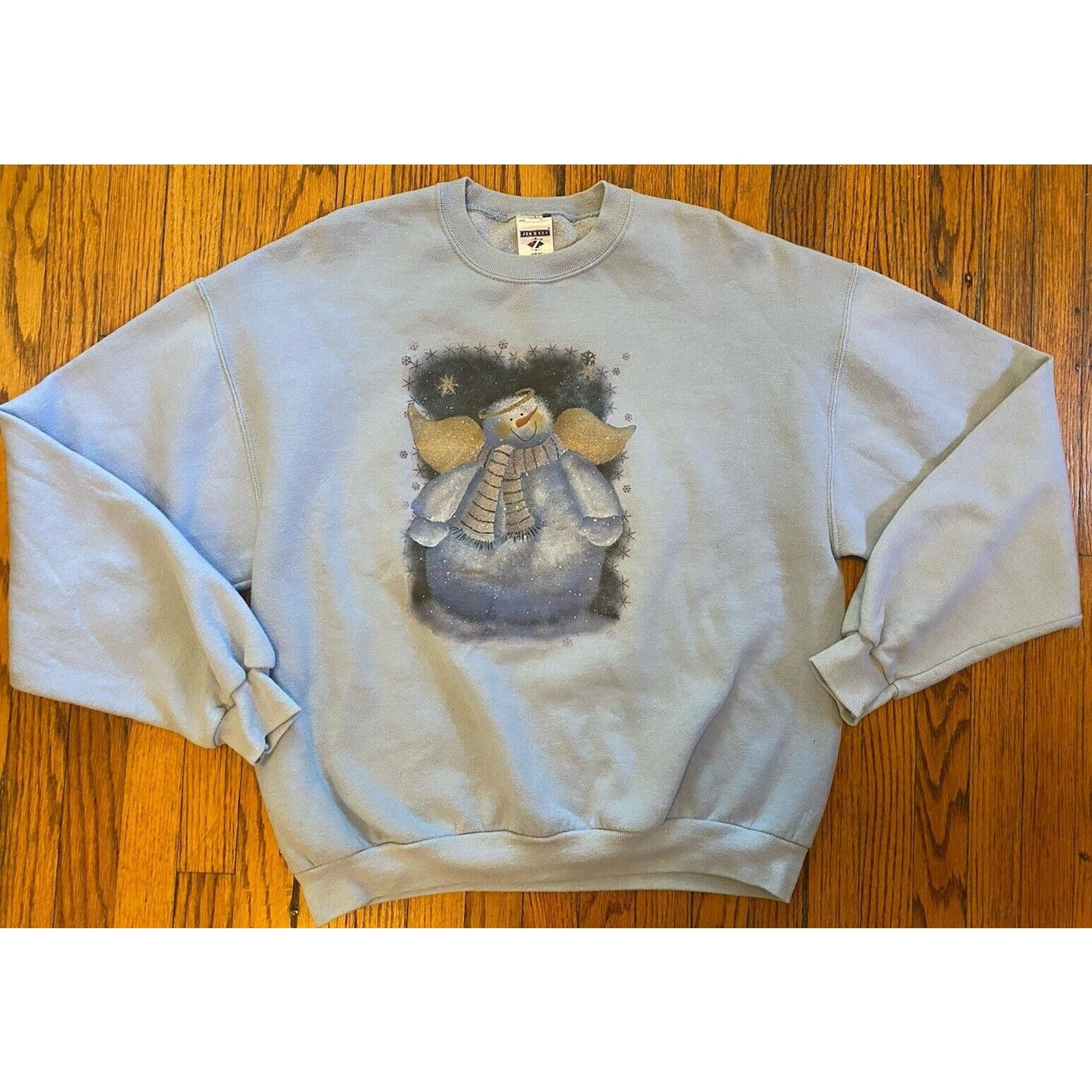 Jerzees Vintage Jerzees Sweatshirt Winter Snowman Blue Women’s Large Size L / US 10 / IT 46 - 1 Thumbnail