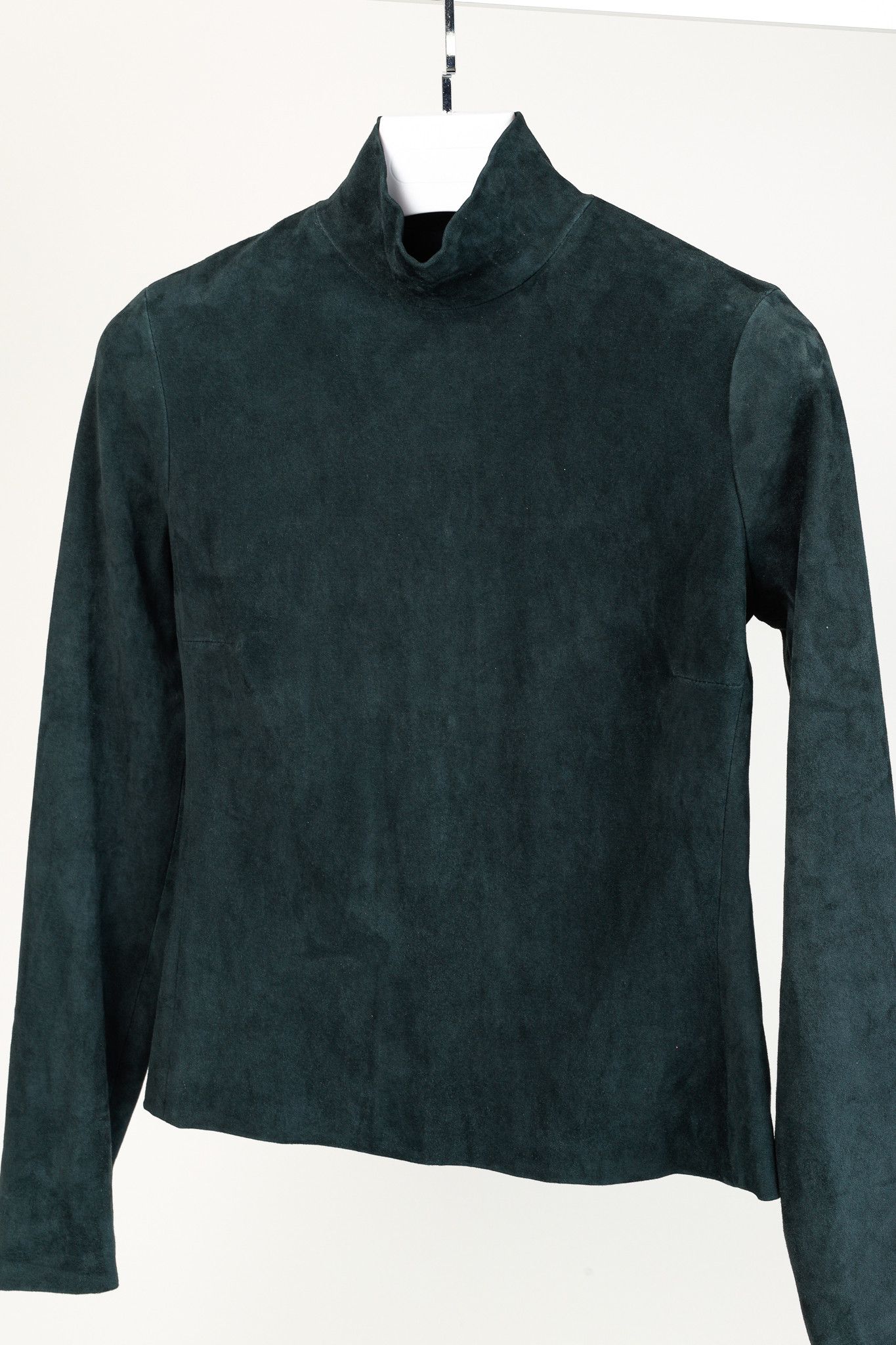 The Row The Row Beatty Dark Green Stretch-Suede Turtleneck Top Size M / US 6-8 / IT 42-44 - 3 Thumbnail