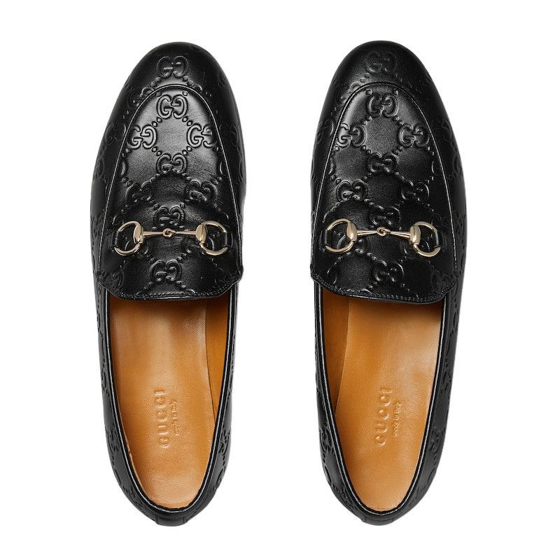 GUCCI Jordaan $1050 Women's Black GG Leather Loafers New & A