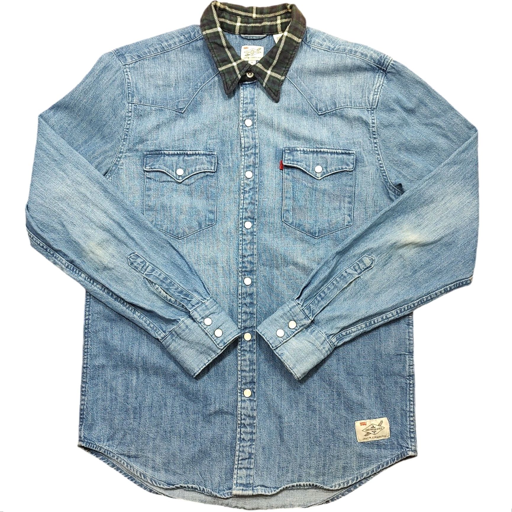 Levi's LEVIS x Justin Timberlake Mens Button-Up Shirt Western Pearl Snap Denim Blue M Size US M / EU 48-50 / 2 - 2 Thumbnail