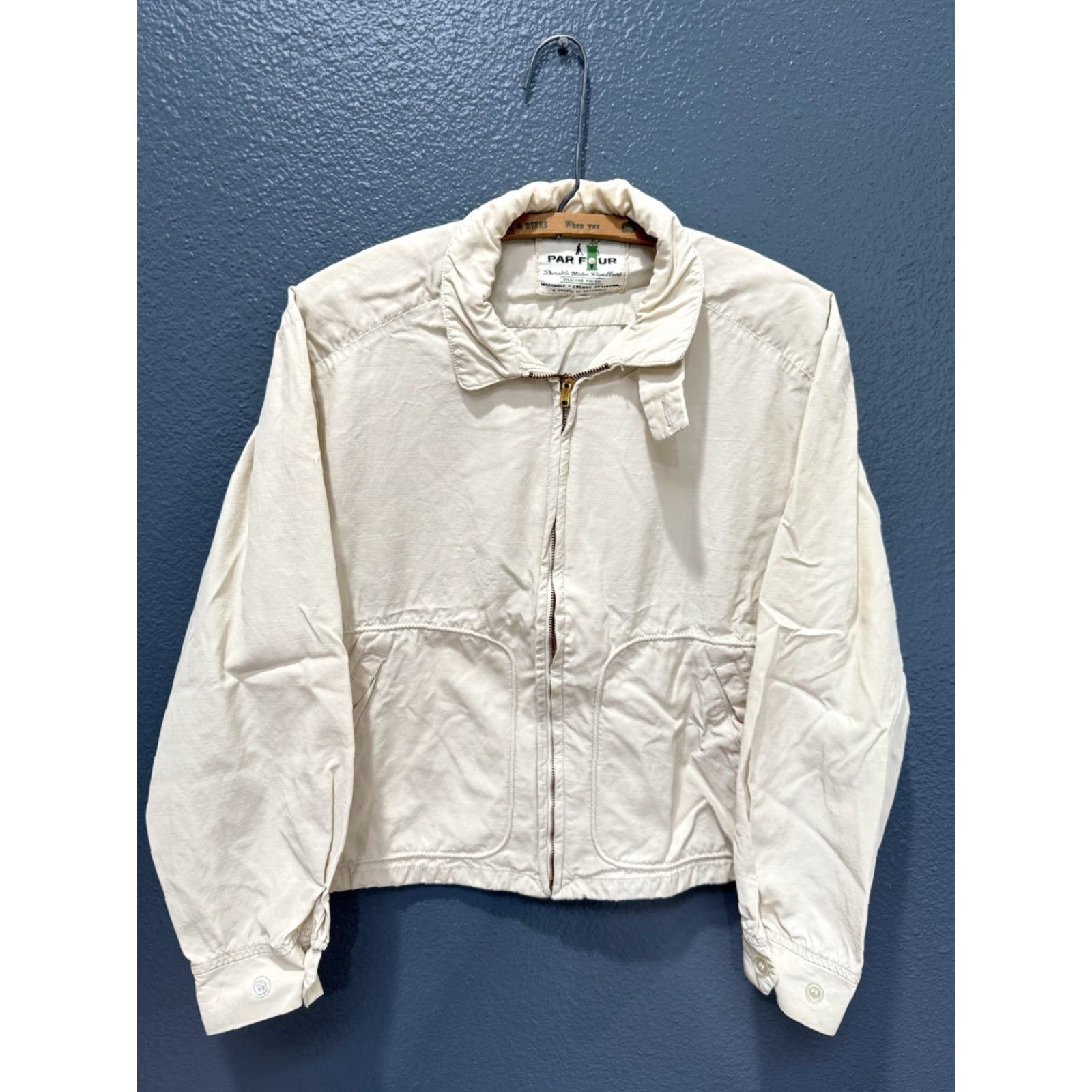 Vintage VINTAGE Par Four Windbreaker Jacket Mens Zip White 40 USA Made Size US XXS / EU 40 - 3 Thumbnail