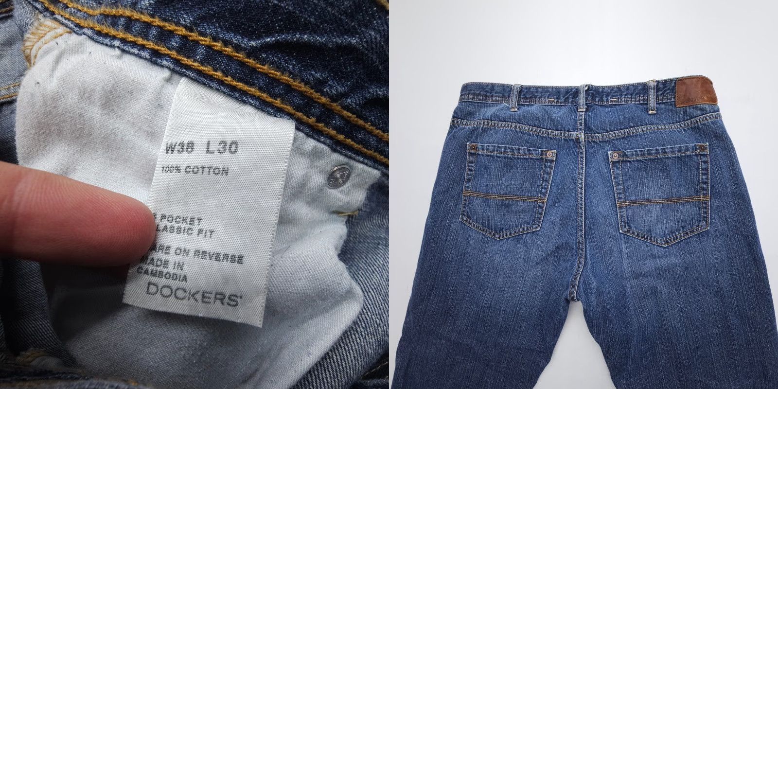 Dockers VINTAGE Dockers D3 Classic Fit Jeans Mens 38 x 30 Dark Distressed 2000s Denim Size US 38 / EU 54 - 8 Thumbnail
