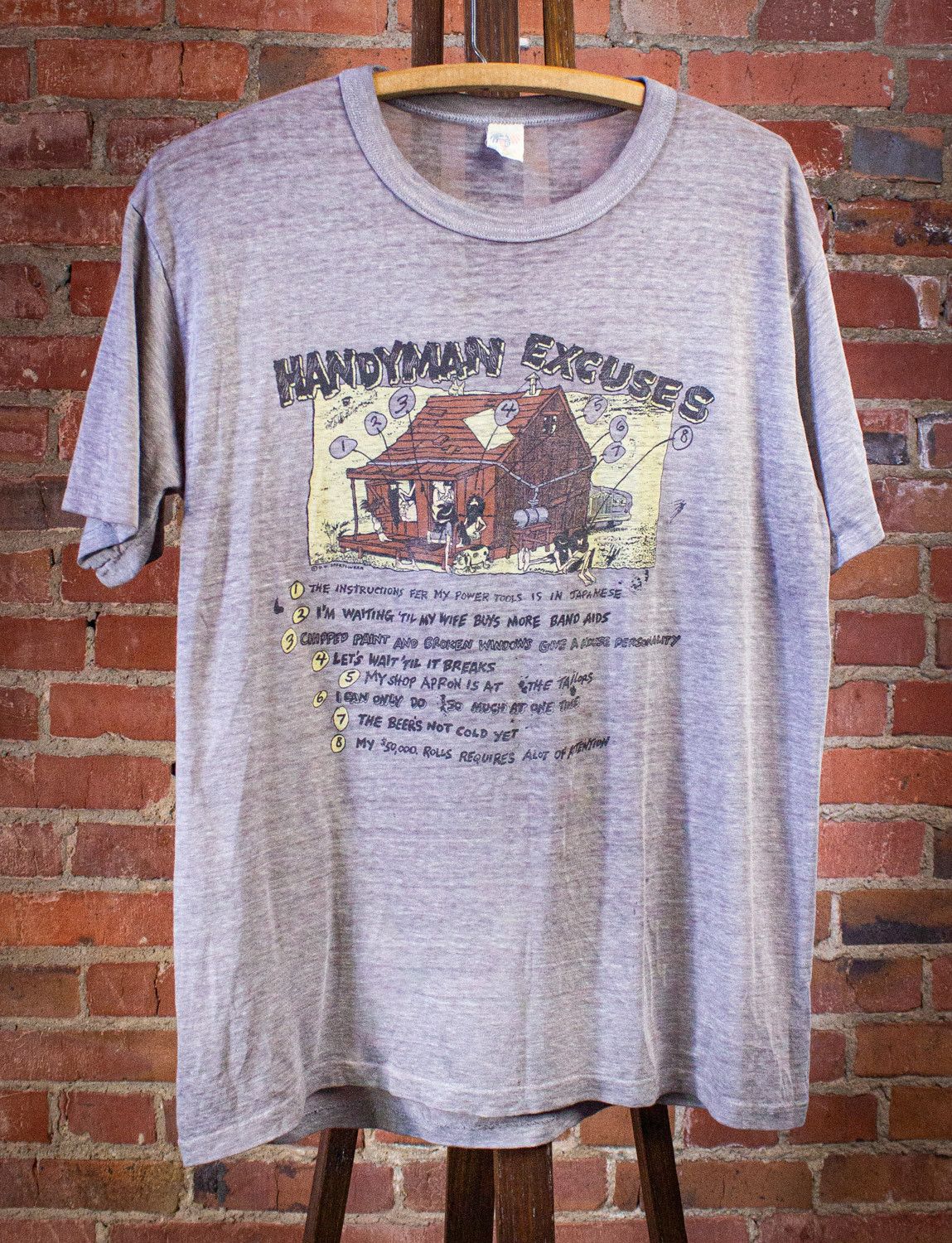 Vintage Vintage Handyman Excuses Graphic T Shirt 80s Size US L / EU 52-54 / 3 - 1 Thumbnail