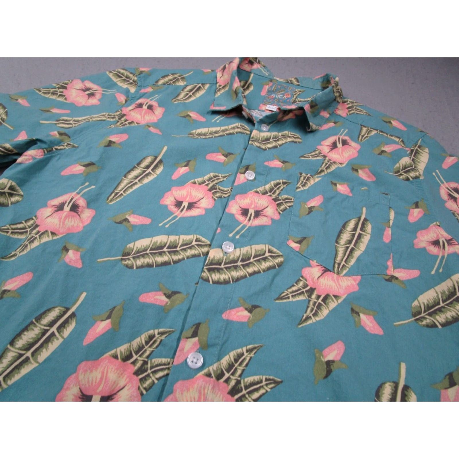 RVCA RVCA Shirt Mens Large Blue Luke Pelletier Special Edition Button-Up Hawaiian Floral Size US L / EU 52-54 / 3 - 2 Thumbnail