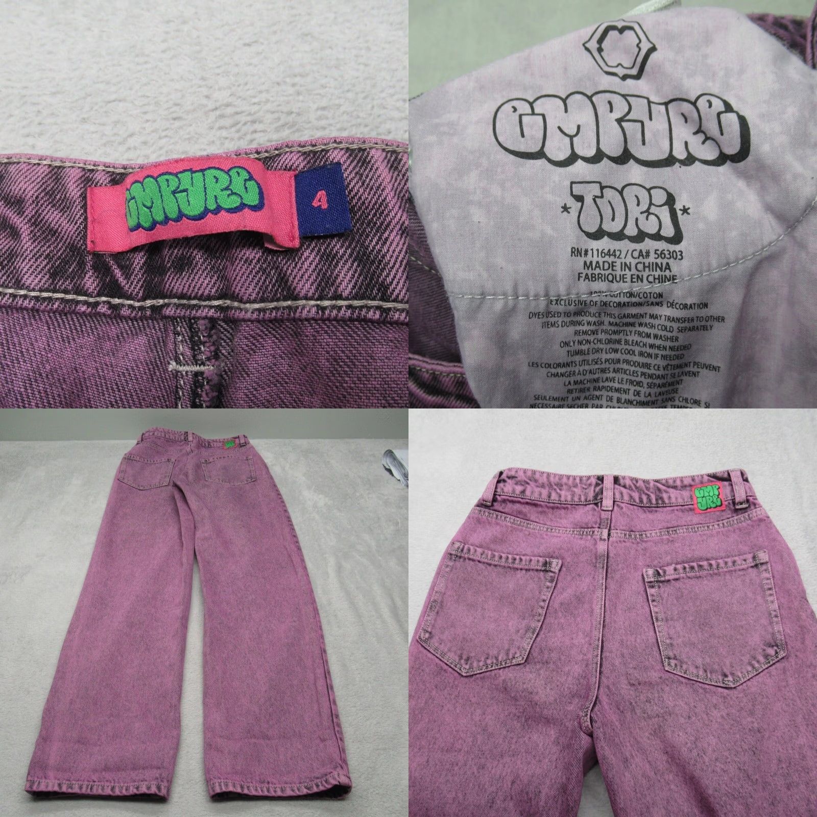 Empyre VINTAGE Empyre Jeans Womens 4 Purple Acid Wash Tori Wide Baggy Y2K Denim 28x31 Size 27" / US 4 / IT 40 - 8 Thumbnail