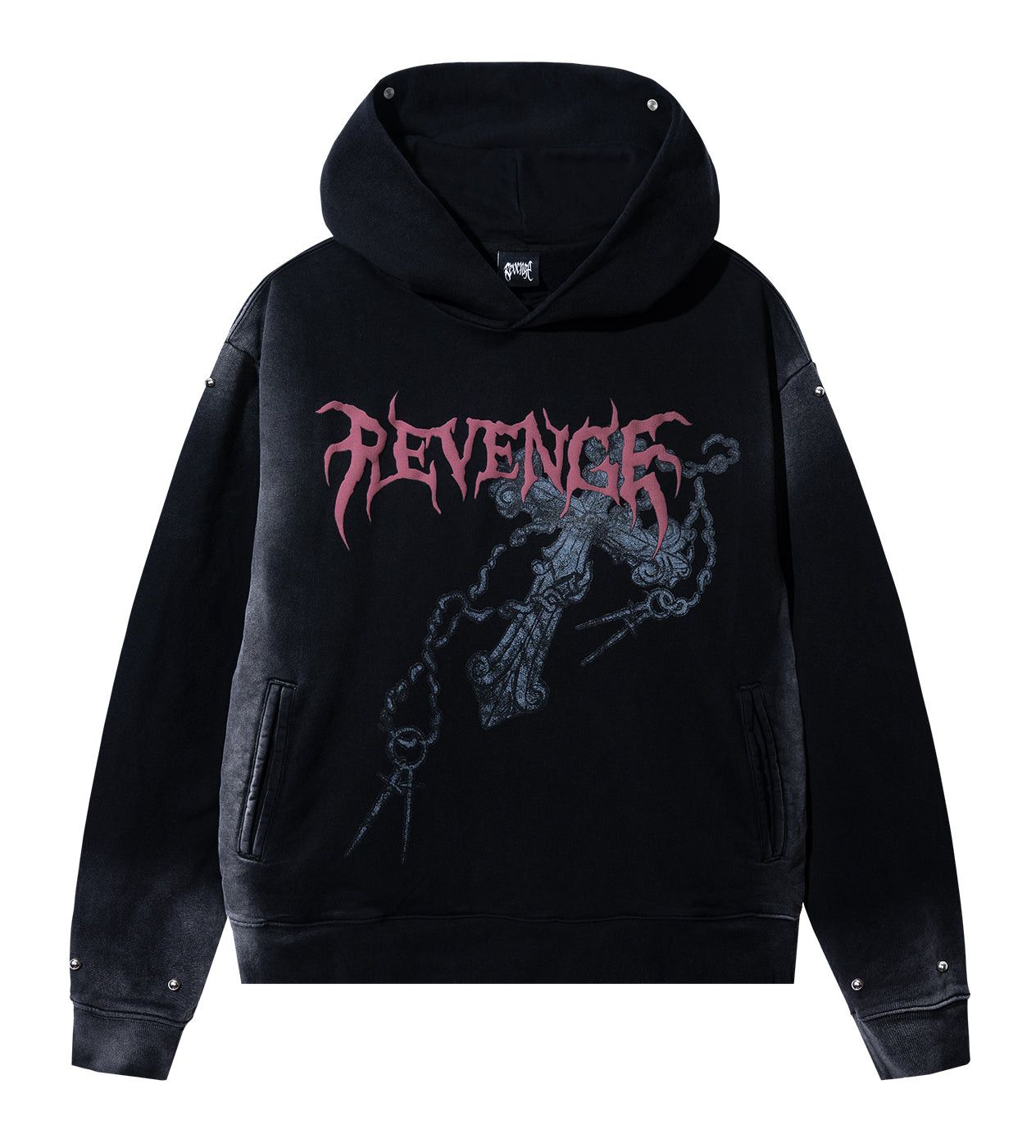 Revenge Cross Chain Studded Hoodie Black Size US S / EU 44-46 / 1 - 1 Thumbnail