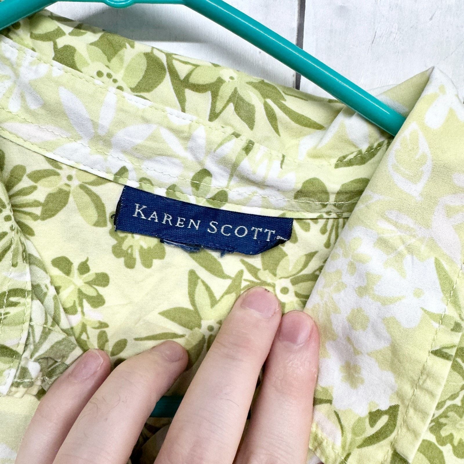 Other Karen Scott Shirt Chest 40" Button Front 3/4 Sleeve Blouse Size L / US 10 / IT 46 - 2 Thumbnail