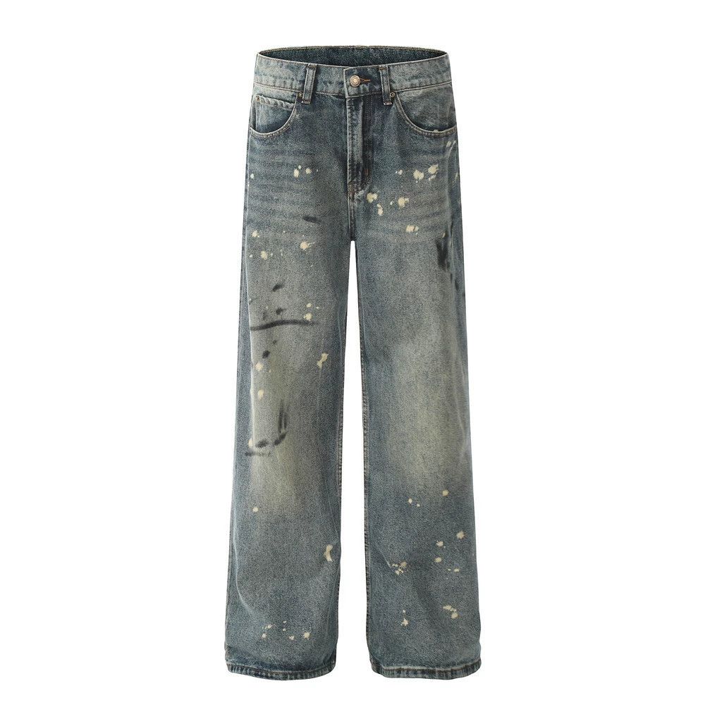 Vintage Men's vintage washed distressed tie-dye ink-splashed jeans Size US 32 / EU 48 - 1 Thumbnail