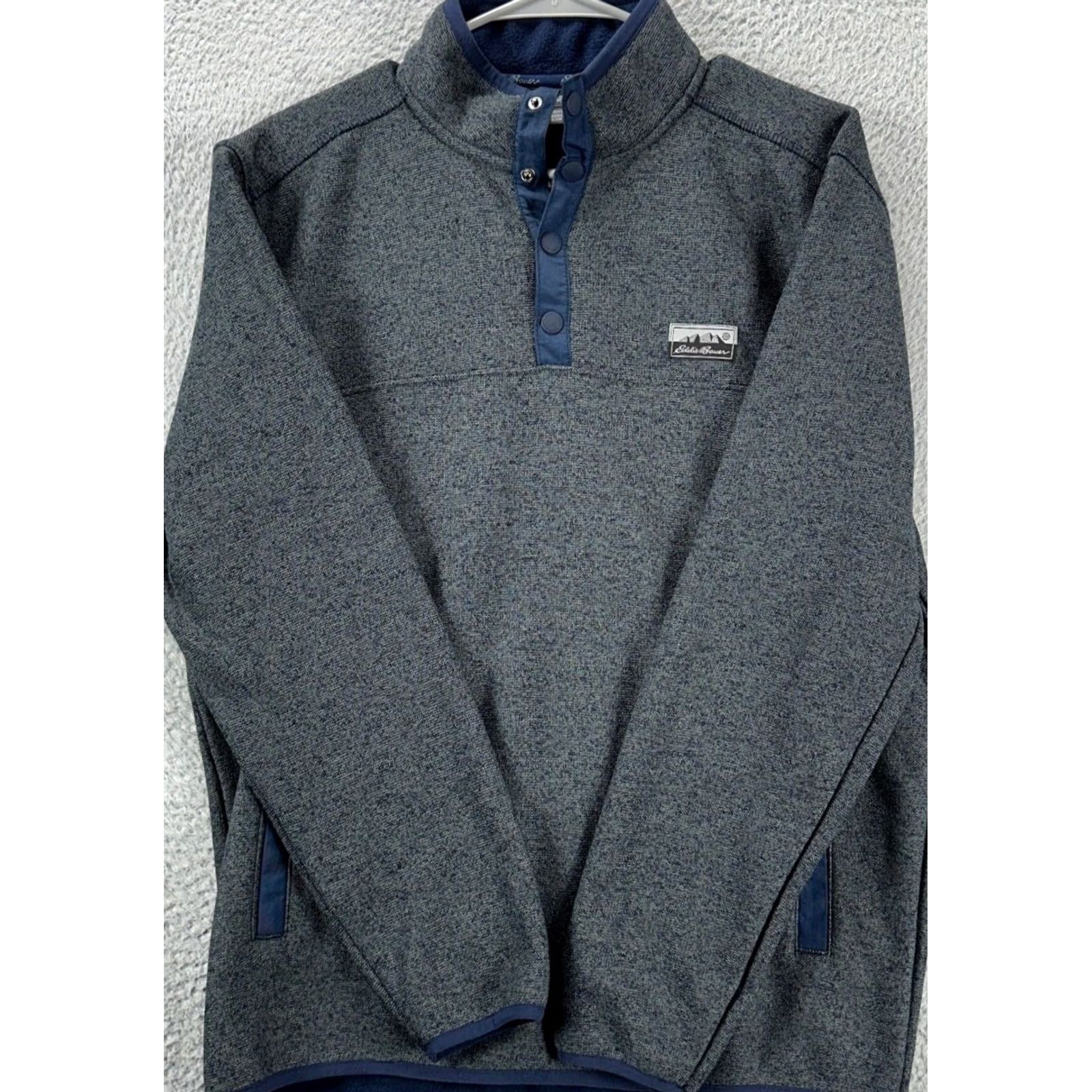 Eddie Bauer Eddie Bauer Sweater Mens Small Grey Navy Knit Fleece Snap Pullover Classic NEW Size US S / EU 44-46 / 1 - 3 Thumbnail