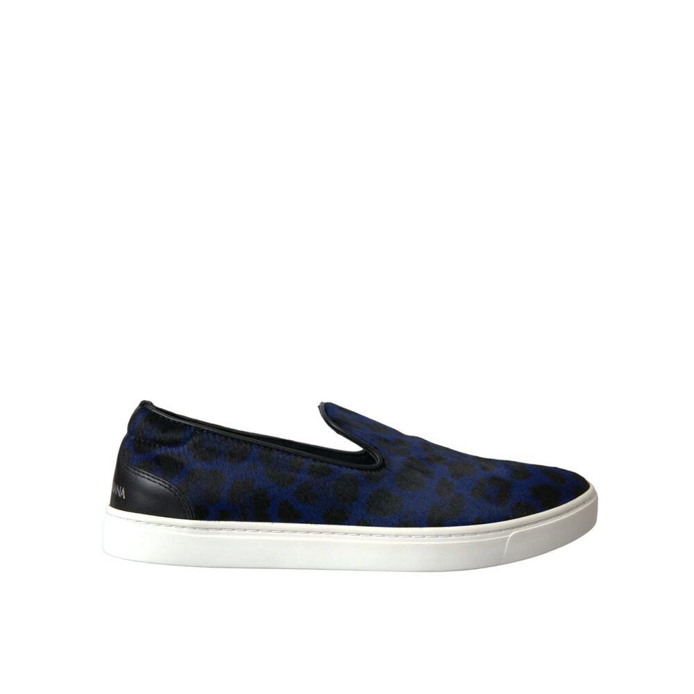 Dolce & Gabbana Dolce & Gabbana Blue Calfskin Hair Leopard Sneakers Shoes Size US 7 / EU 40 - 1 Thumbnail