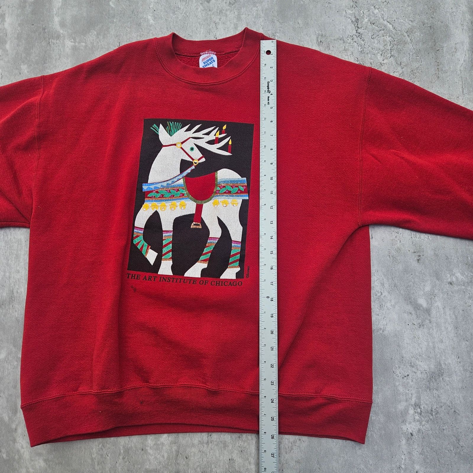 Jerzees Vintage 90s Christmas Art Institute Chicago Pullover Large Size L / US 10 / IT 46 - 5 Thumbnail