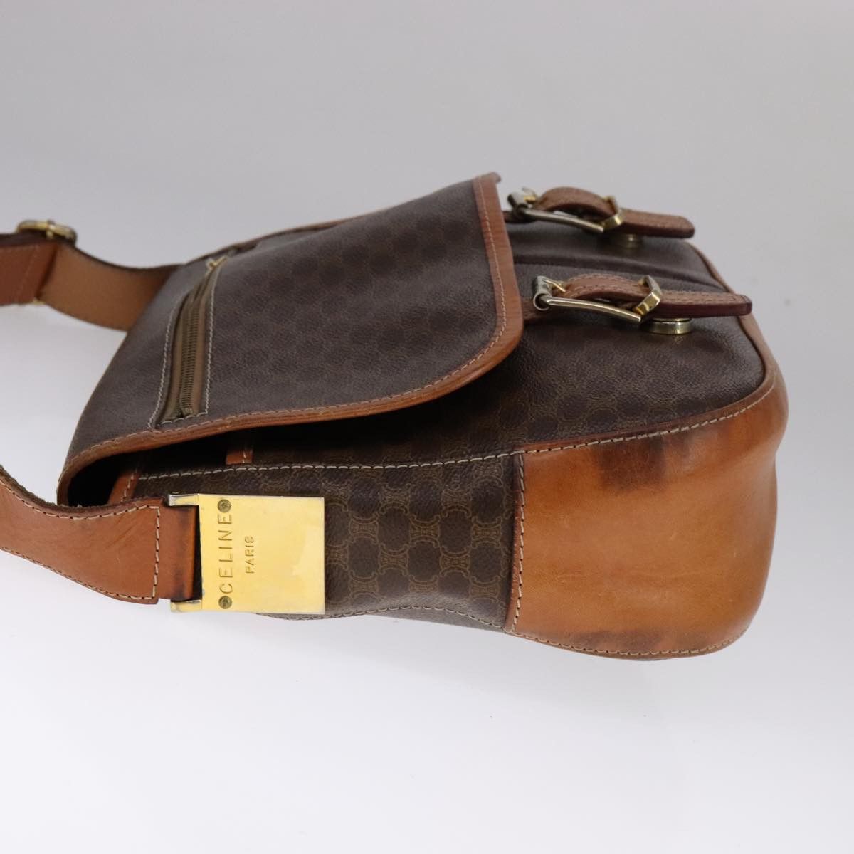 Celine CELINE Macadam Canvas Shoulder Bag Pvc Leather Gold Brown Size ONE SIZE - 3 Thumbnail