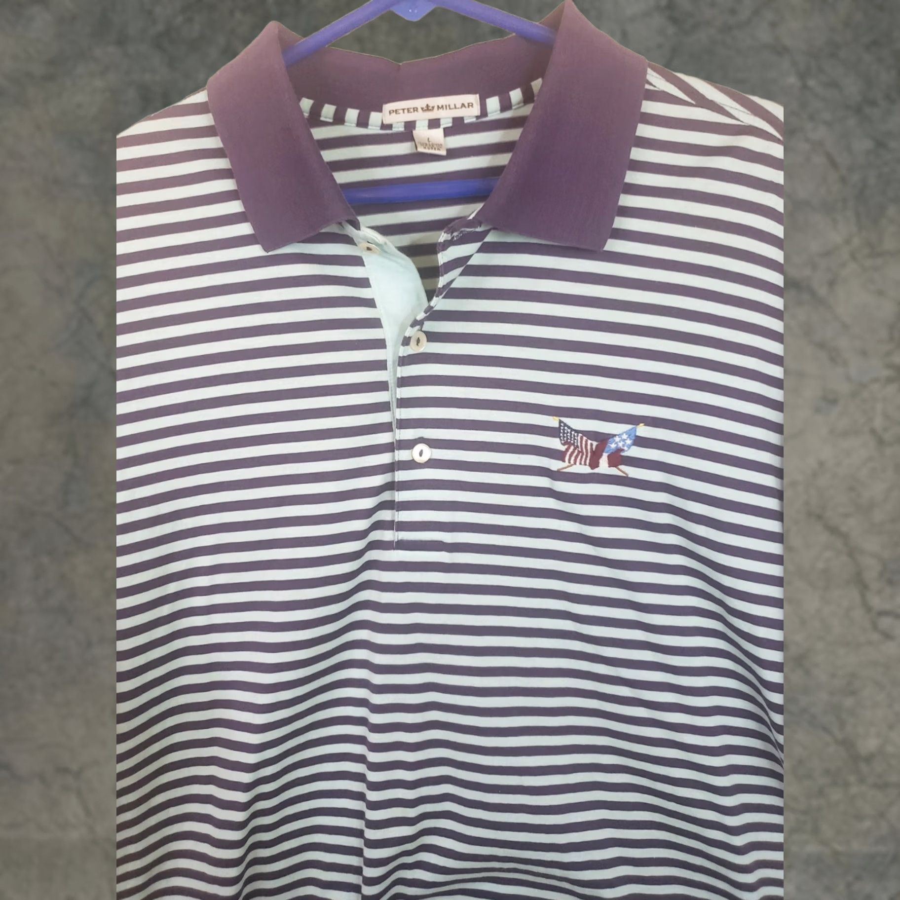 Peter Millar Peter Millar Golf Polo Shirt Men's L Purple Teal Striped 100% Cotton Cotton Size US L / EU 52-54 / 3 - 1 Thumbnail