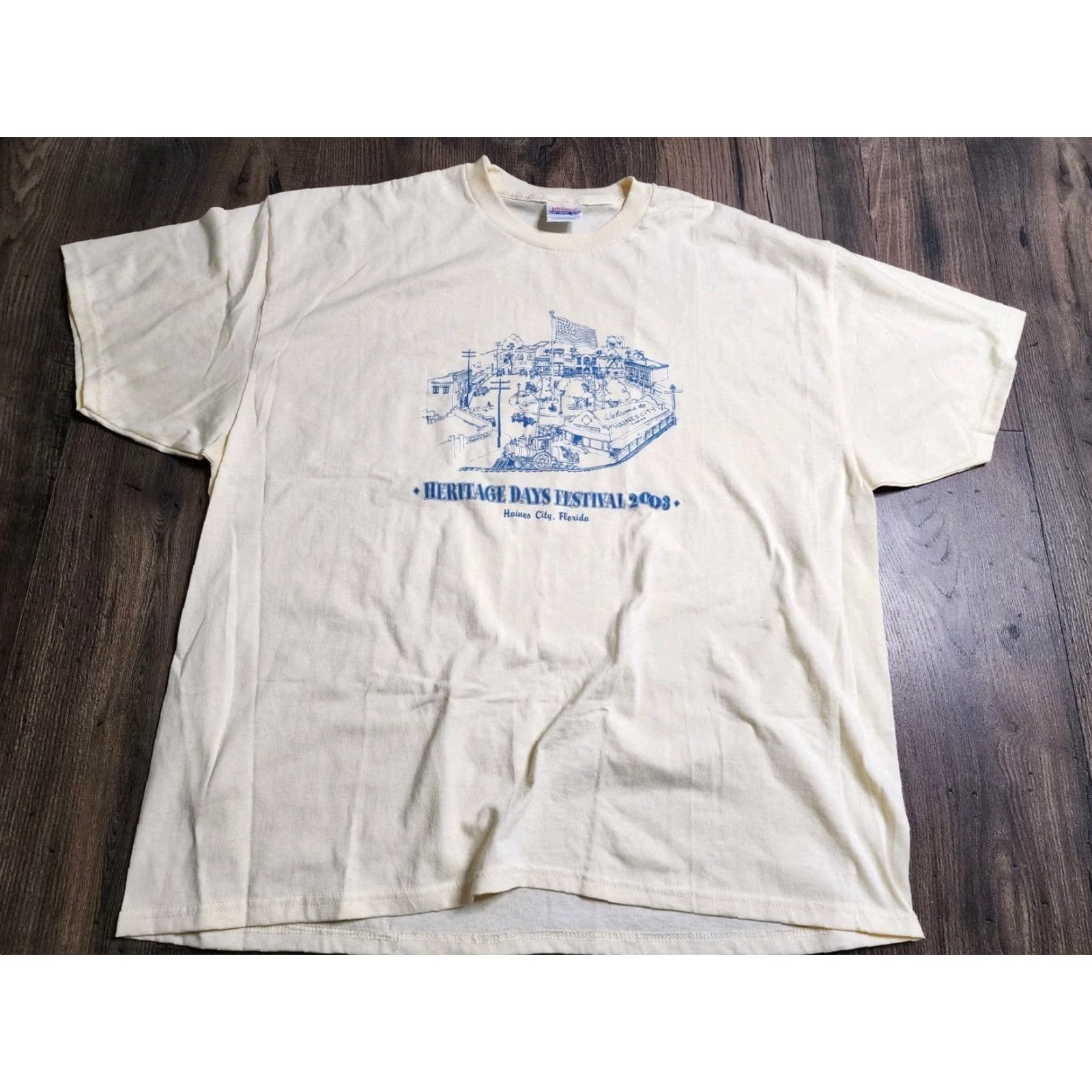 Hanes VINTAGE Hanes T-Shirt Heritage Days 2003 Art Tee 2XL Men Yellow Cotton Blend Short Sleeve Crew Neck Y2K Travel Festival Size US XXL / EU 58 / 5 - 2 Thumbnail