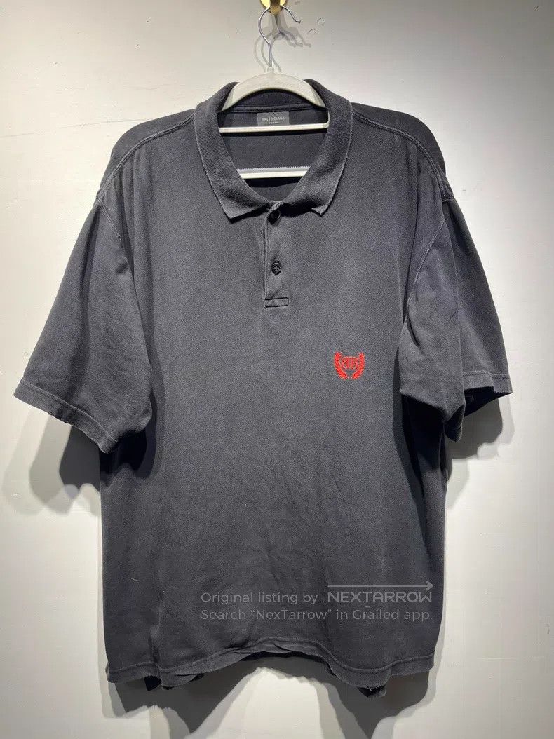 Balenciaga Balenciaga Solid Color Collar Faded Cotton Pique Short Sle Size US S / EU 44-46 / 1 - 1 Thumbnail