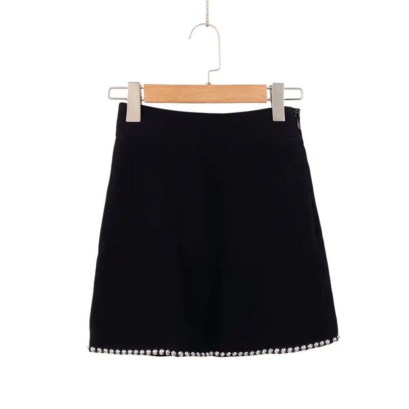 Miu Miu Miu Miu Black Women's Skirt with Silver Details 0089 Size 28" / US 6 / IT 42 - 1 Thumbnail