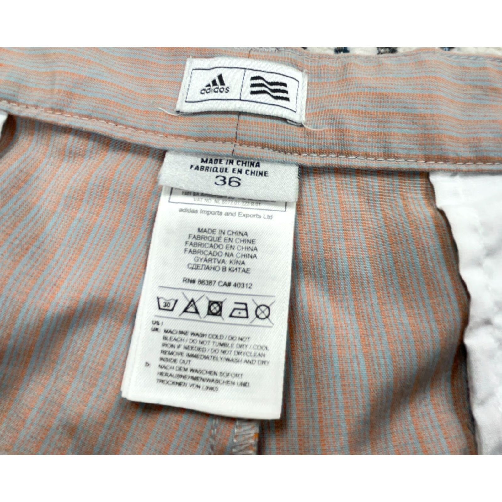 Adidas Adidas Golf Shorts Men 36 Orange Blue Striped Chino Performance Wicking Clima Size US 36 / EU 52 - 4 Thumbnail