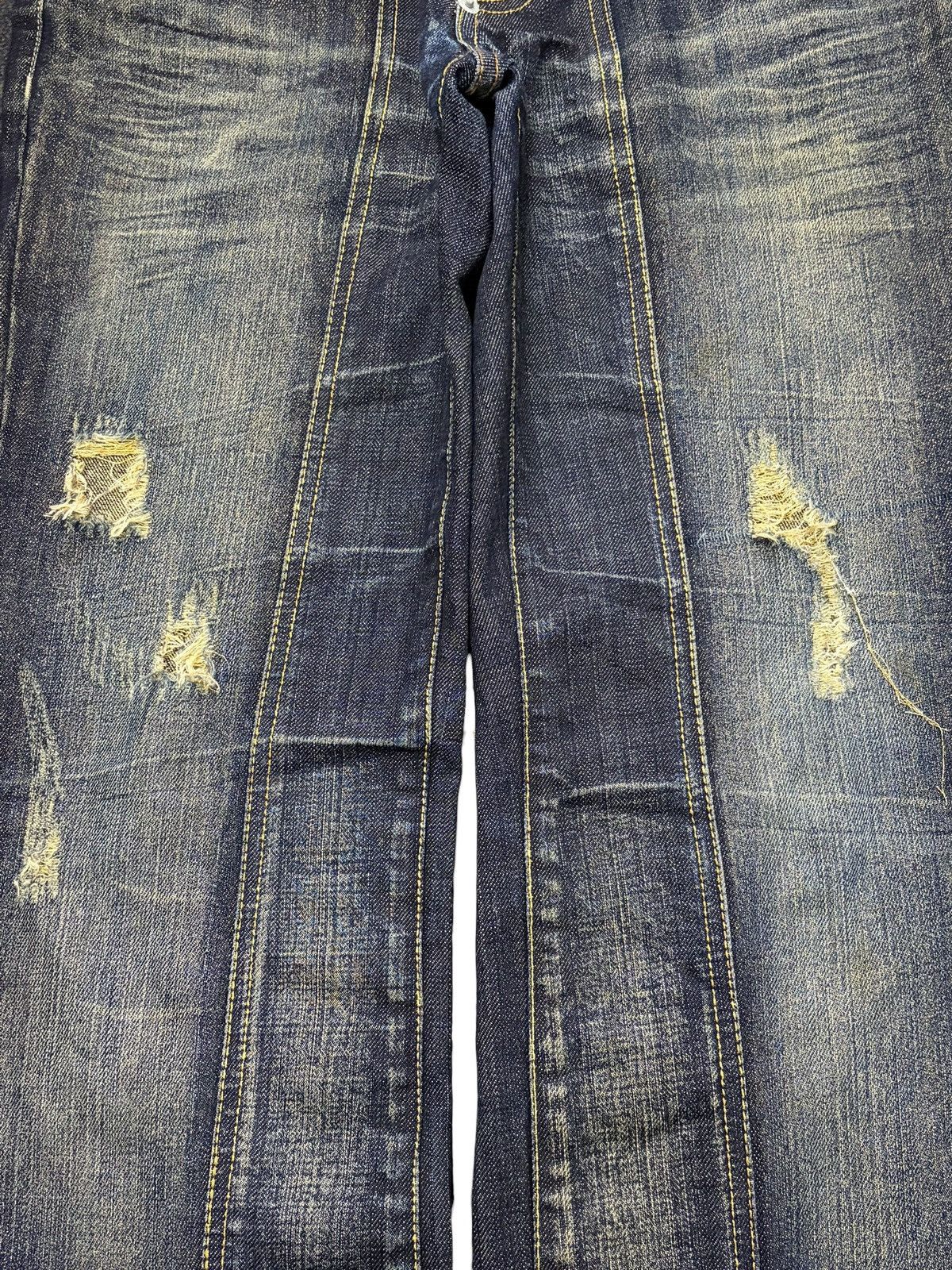 Buffalo London Vintage Japanese Buffalo Golden Thread Distressed Jeans Size 33" - 3 Thumbnail