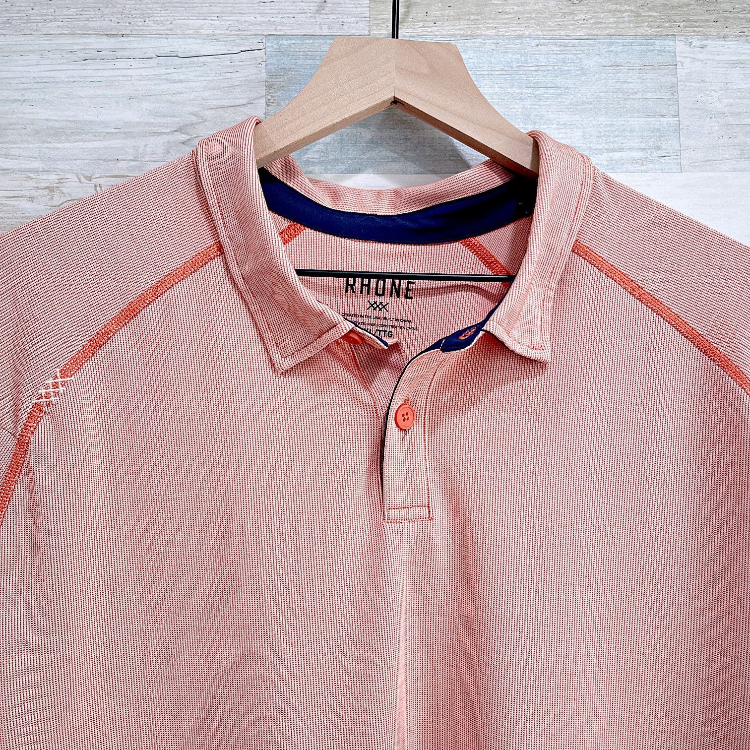 Rhone RHONE Delta Pique Mesh Polo Shirt Orange Mens XXL 2XL Size US XXL / EU 58 / 5 - 2 Thumbnail