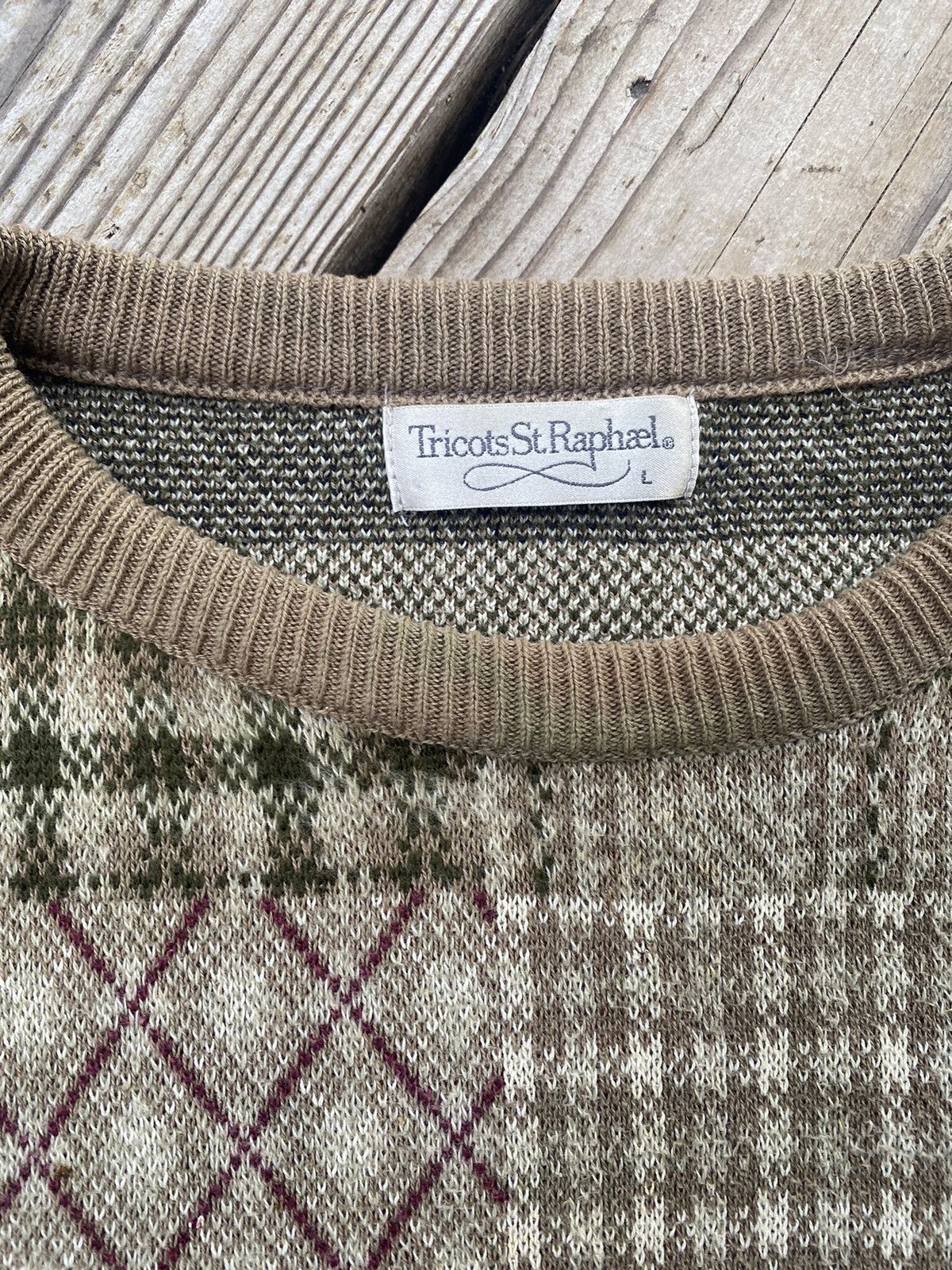 Vintage Vintage Patchwork Fisherman Beige Knit Abstract Sweater Size US L / EU 52-54 / 3 - 4 Thumbnail