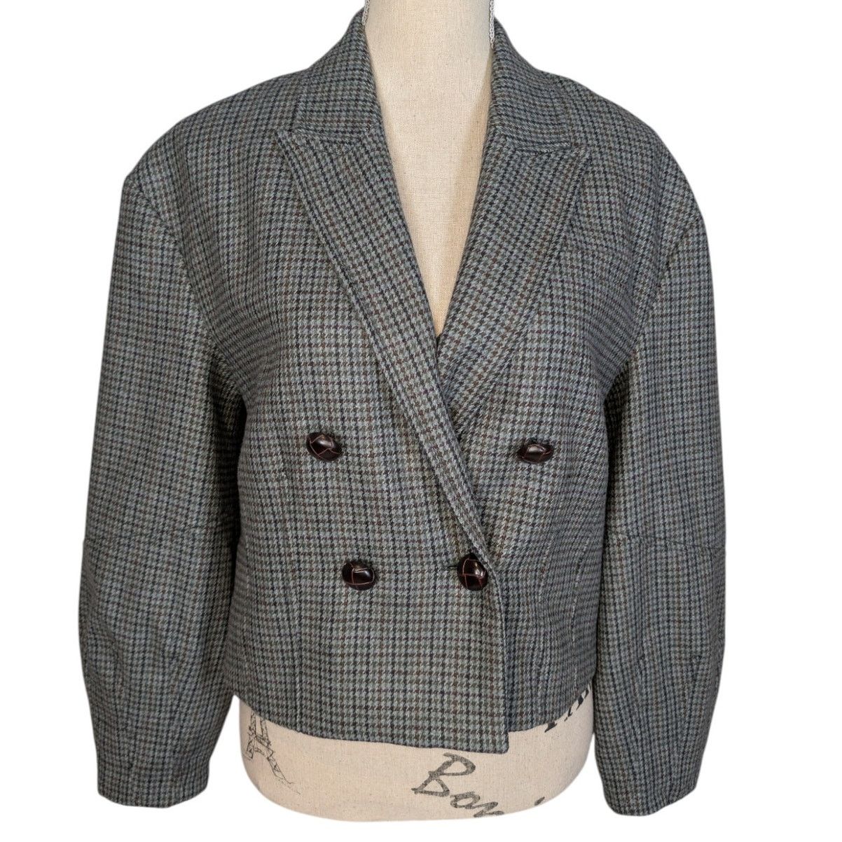 Veronica Beard Veronica Beard Sybille Cropped Houndstooth Wool Blend Blazer Size M / US 6-8 / IT 42-44 - 1 Thumbnail