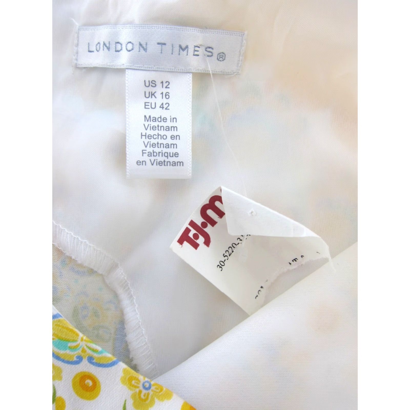 Vintage VINTAGE London Times White Yellow Blue Green Floral Paisley Tank Shift Sun Dress 12 Size XL / US 12-14 / IT 48-50 - 3 Thumbnail