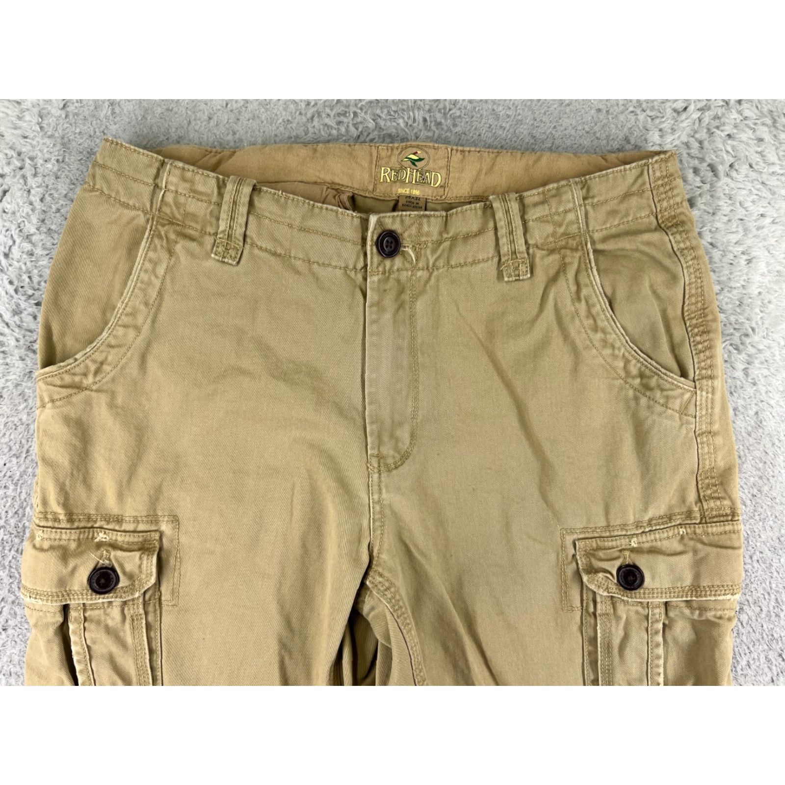 Vintage Redhead Mens Cargo Pants 36 Beige 100% Cotton Twill Pockets Pocket 5-Design Canvas Relaxed Straight Size US 36 / EU 52 - 7 Thumbnail