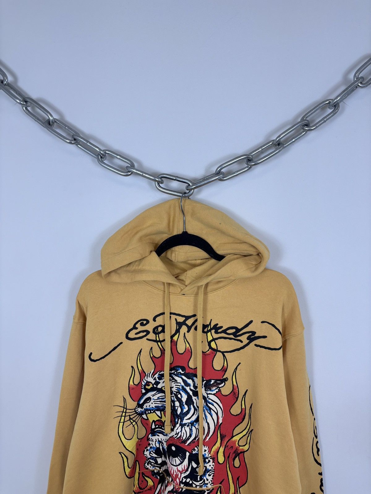 Christian Audigier Ed Hardy NWT Men’s Y2K Mustard Yellow Fire Tiger Logo Hoodie Size US XL / EU 56 / 4 - 3 Thumbnail