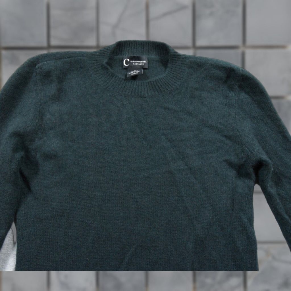 Bloomingdale's C by Bloomingdales Sweater Womens Small Green Cashmere 2Ply Knit Pullover Size S / US 4 / IT 40 - 1 Thumbnail