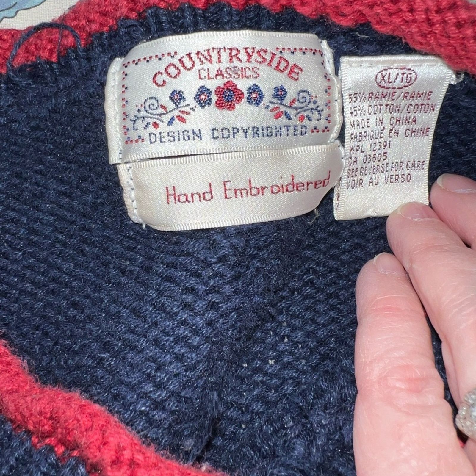 Vintage Vintage 90s Countryside Classics Embroidered Cotton Sweater! Size XL / US 12-14 / IT 48-50 - 6 Thumbnail