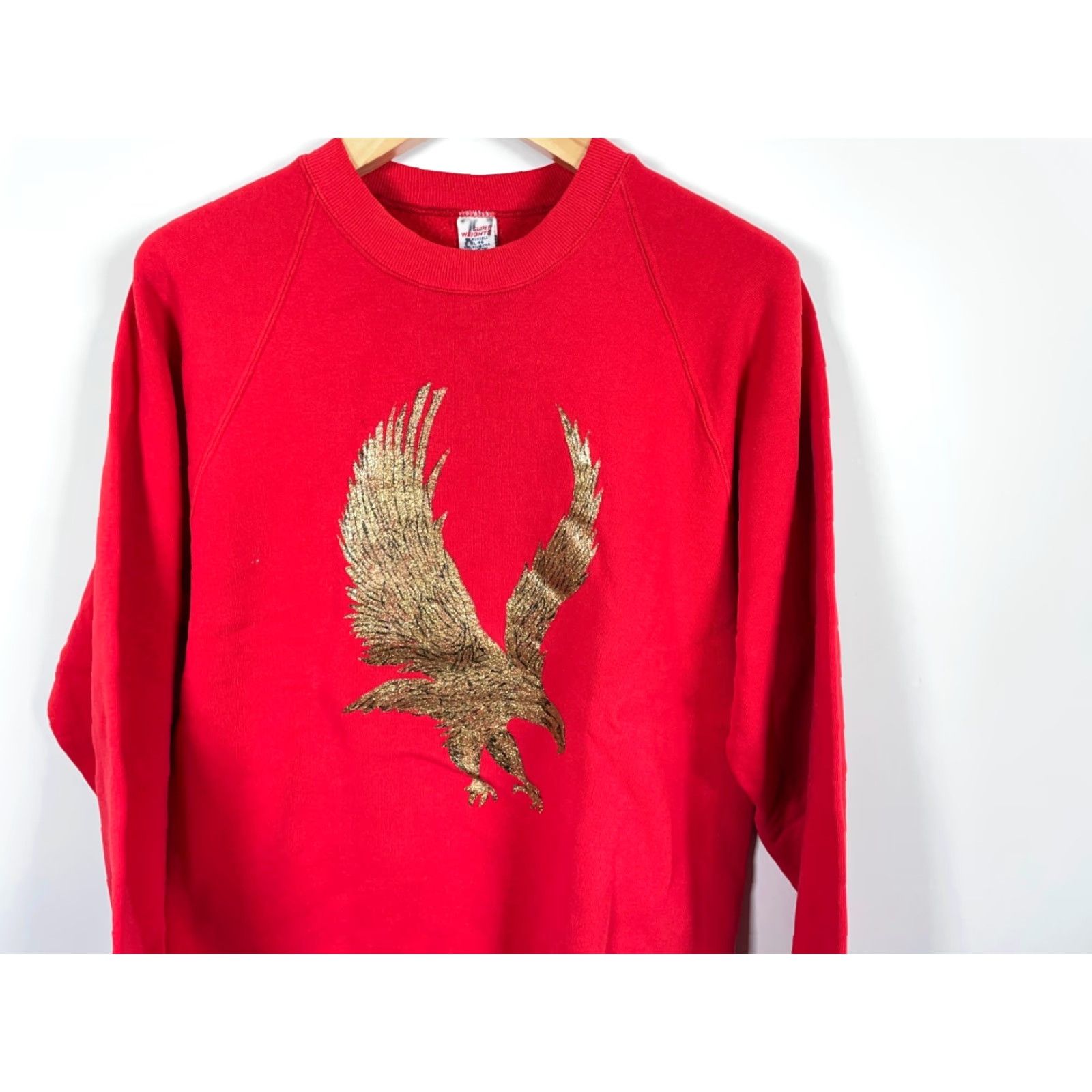 Russell Athletic VINTAGE Russell Athletic Sweatshirt Eagle Applique Red Raglan Sleeve Adult Large Size US L / EU 52-54 / 3 - 4 Thumbnail