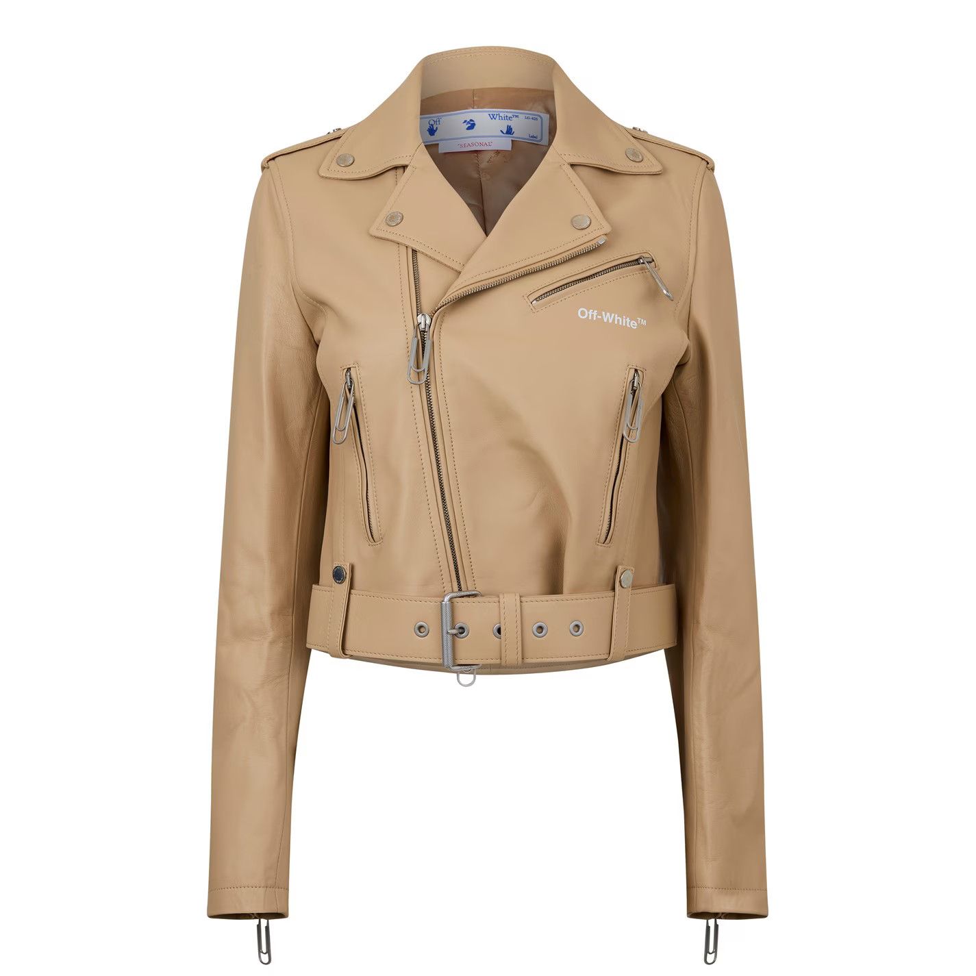 Off-White o1g2r1mq0125 Leather Jacket in Beige Size S / US 4 / IT 40 - 1 Thumbnail