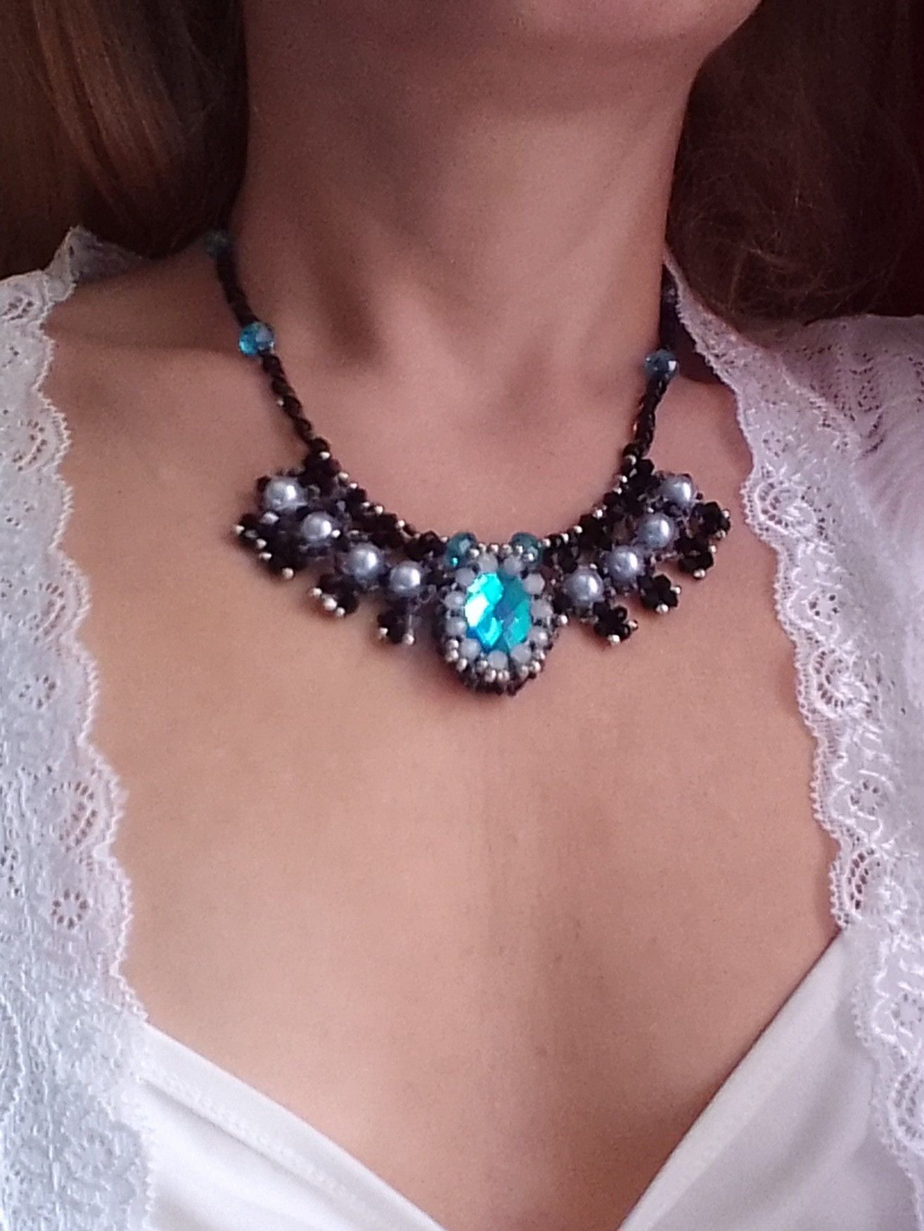 Handmade Necklace Black choker gothic victorian style Size ONE SIZE - 7 Thumbnail