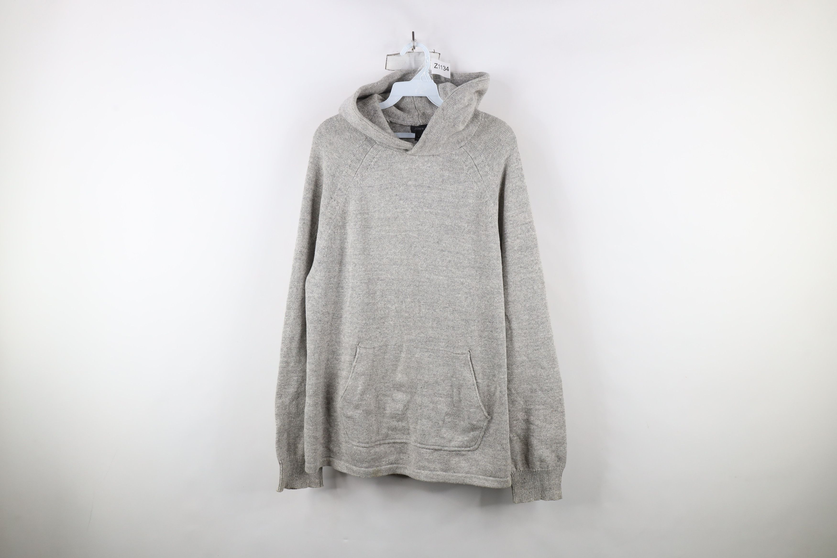 J.Crew × Vintage J Crew Blank Wool Blend Knit Hoodie Sweatshirt Heather Gray Size US L / EU 52-54 / 3 - 1 Thumbnail
