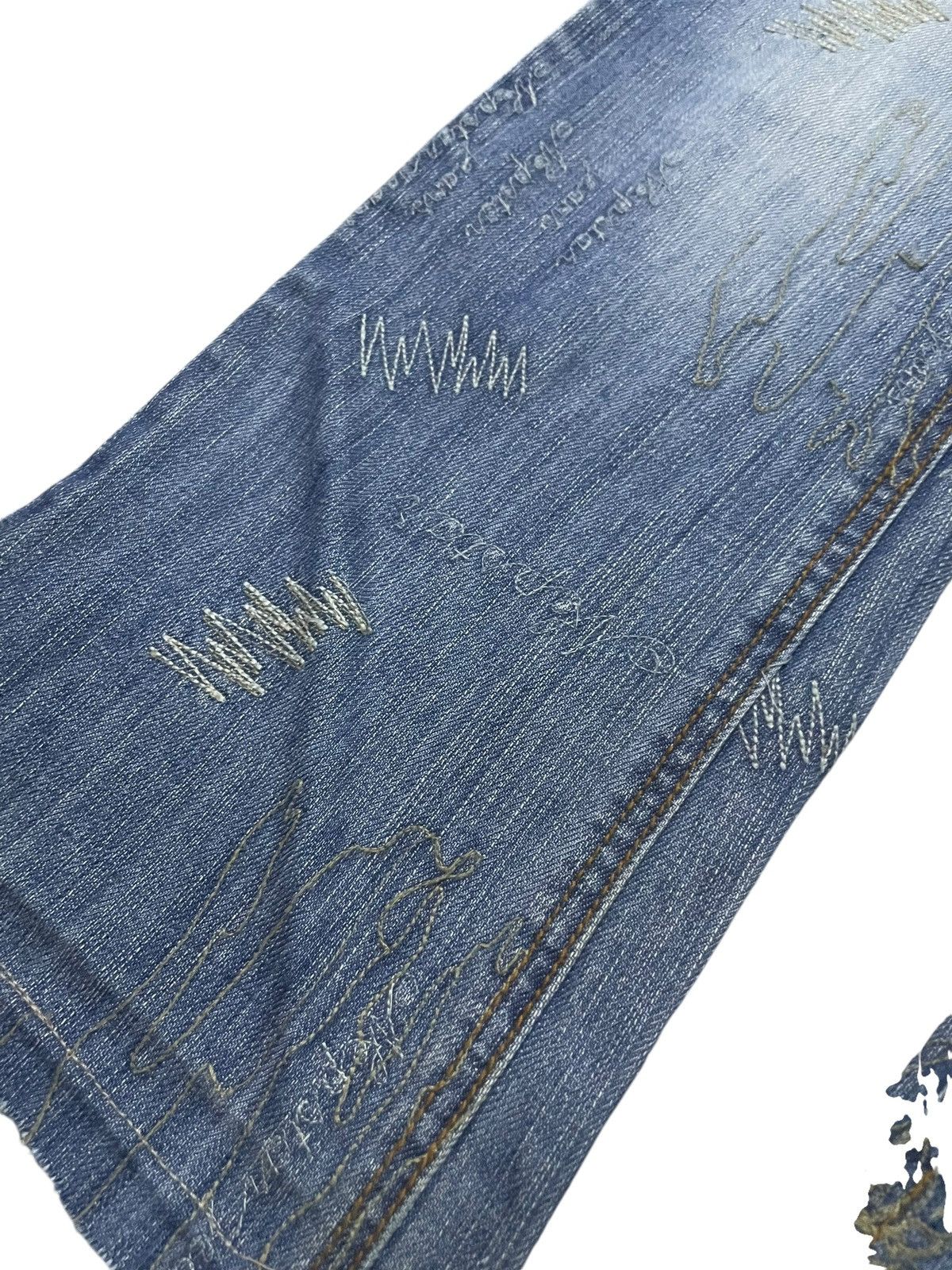 Hysteric Glamour × Japanese Brand Nep Star Japan Embroidery Doodle Heavy Stitch Flare Jeans Size US 30 / EU 46 - 8 Thumbnail