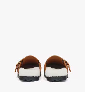 MCM o1mt1gz0125 Flat Mules In Shearling in Brown/White Size US 7.5 / IT 37.5 - 3 Thumbnail
