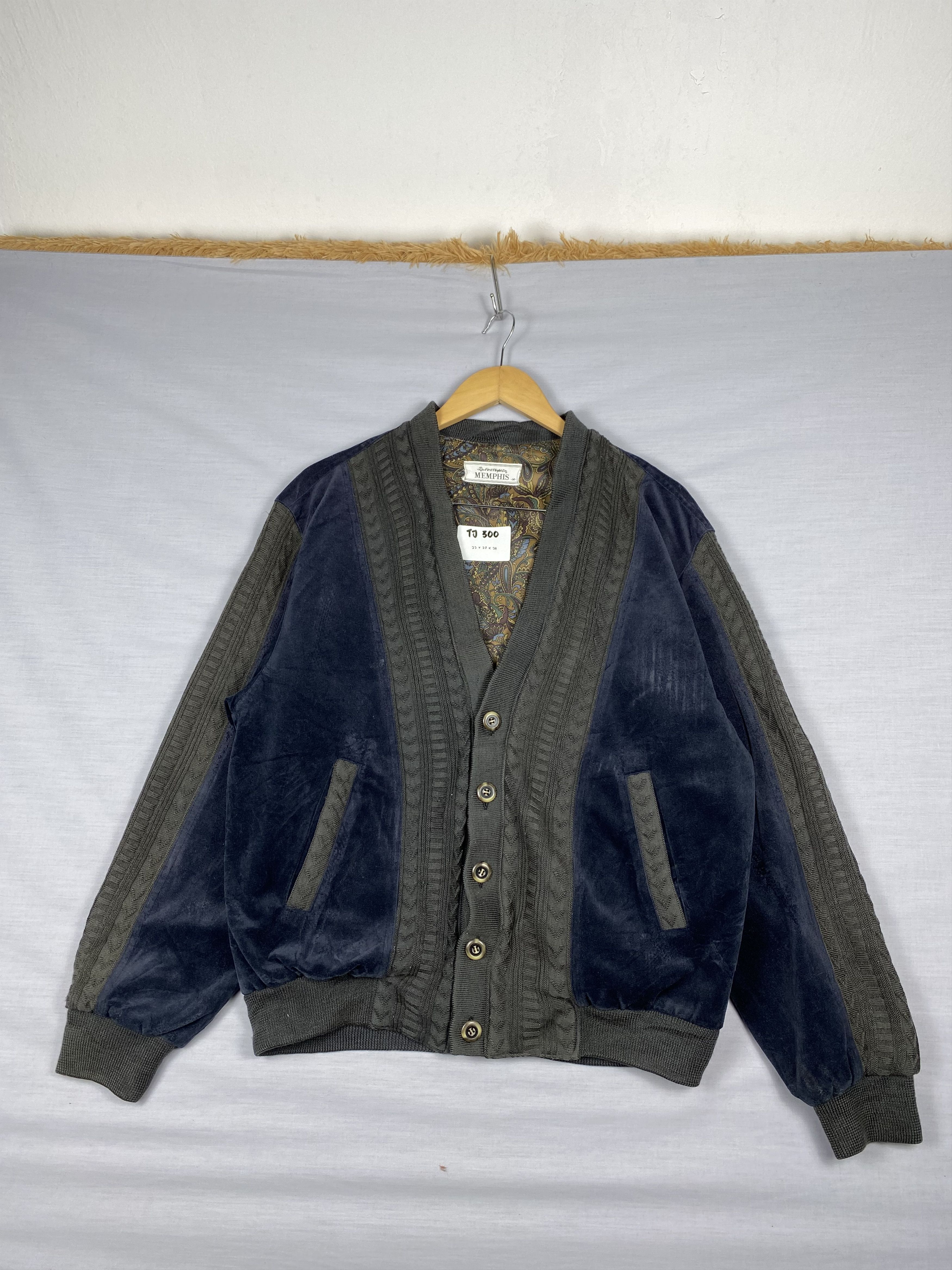 Vintage Memphis Half Button Up Camo Lining Velvet Jacket