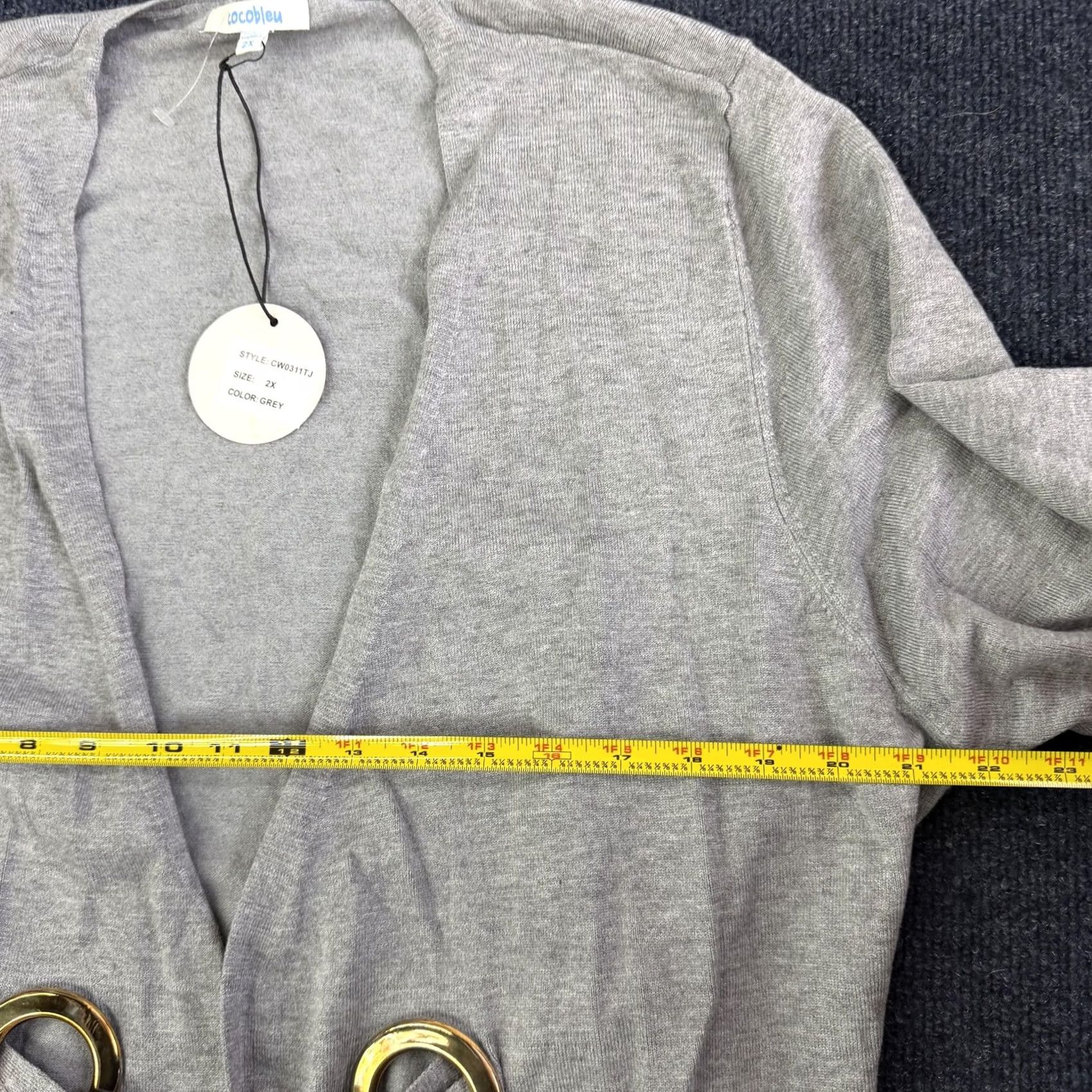 Vintage VINTAGE Cocobleu Wrap Sweater Womens 2X Gray V Neck Belted Open Front Lightweight Knit Size XXL / US 16-18 / IT 52-54 - 7 Thumbnail