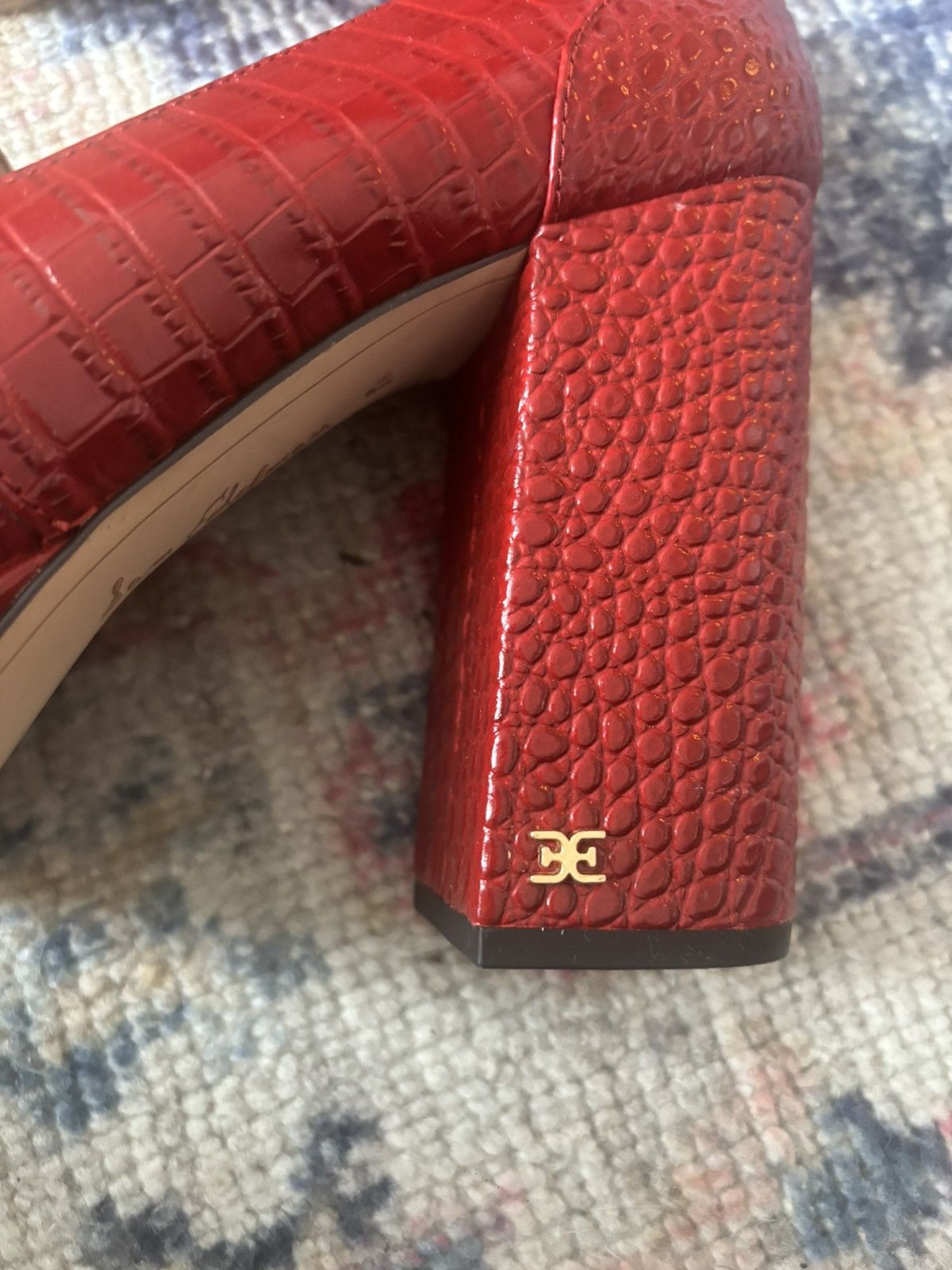 Sam Edelman Red Croc Sam Edelman Aretha Loafer Heels Size US 8.5 / IT 38.5 - 7 Thumbnail