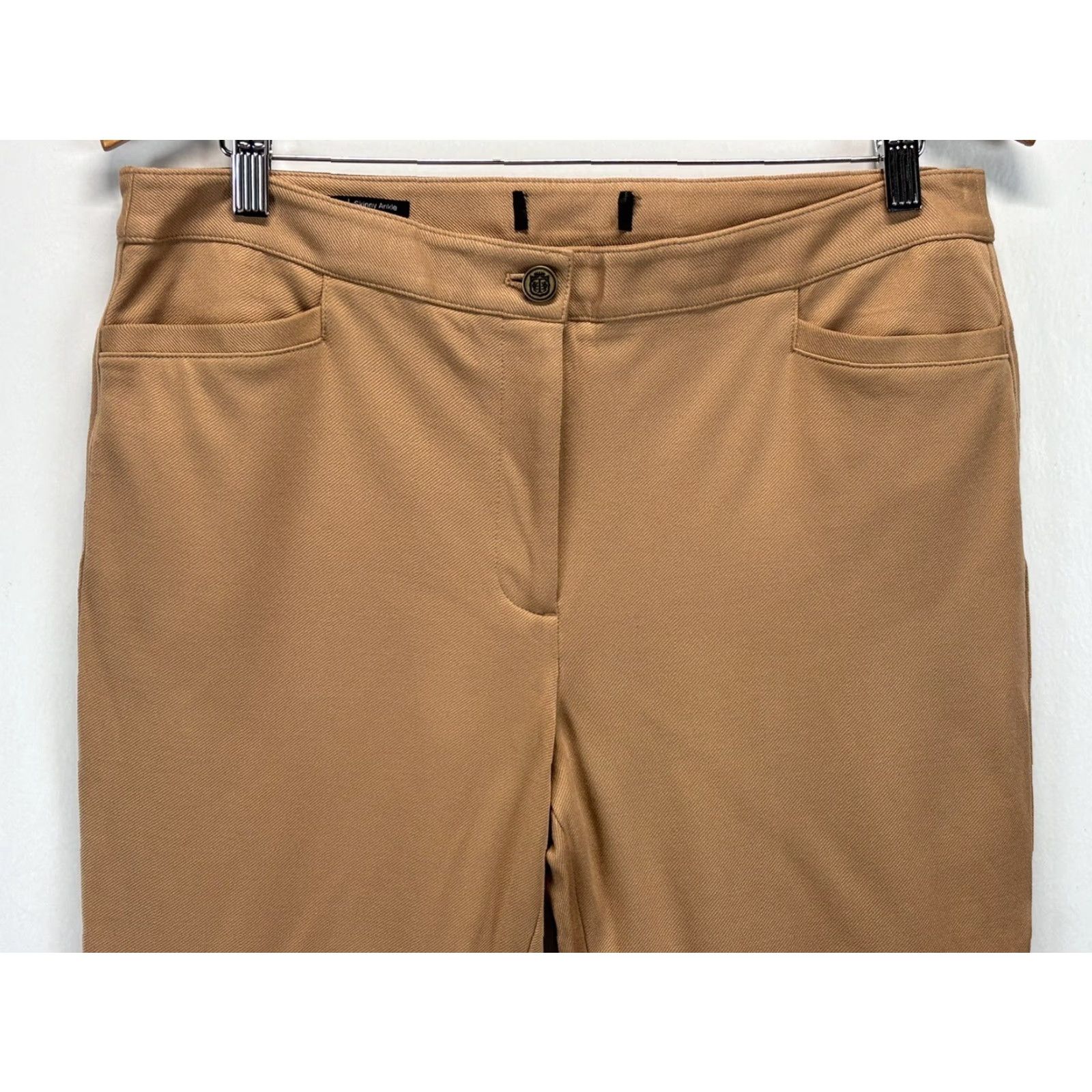 Talbots Talbots Skinny Ankle Pants Petite 12P Beige Faux Suede Equestrian Womens Size 34" / US 12 / IT 48 - 2 Thumbnail
