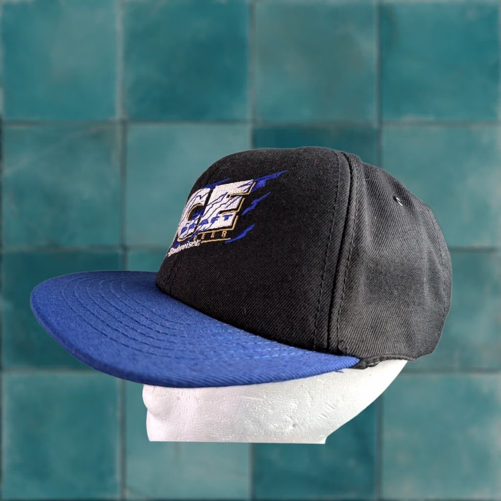 Budweiser VINTAGE Budweiser Ice Beer Hat Snapback Black Blue Made in USA Mens Cap OSFA Size ONE SIZE - 1 Thumbnail