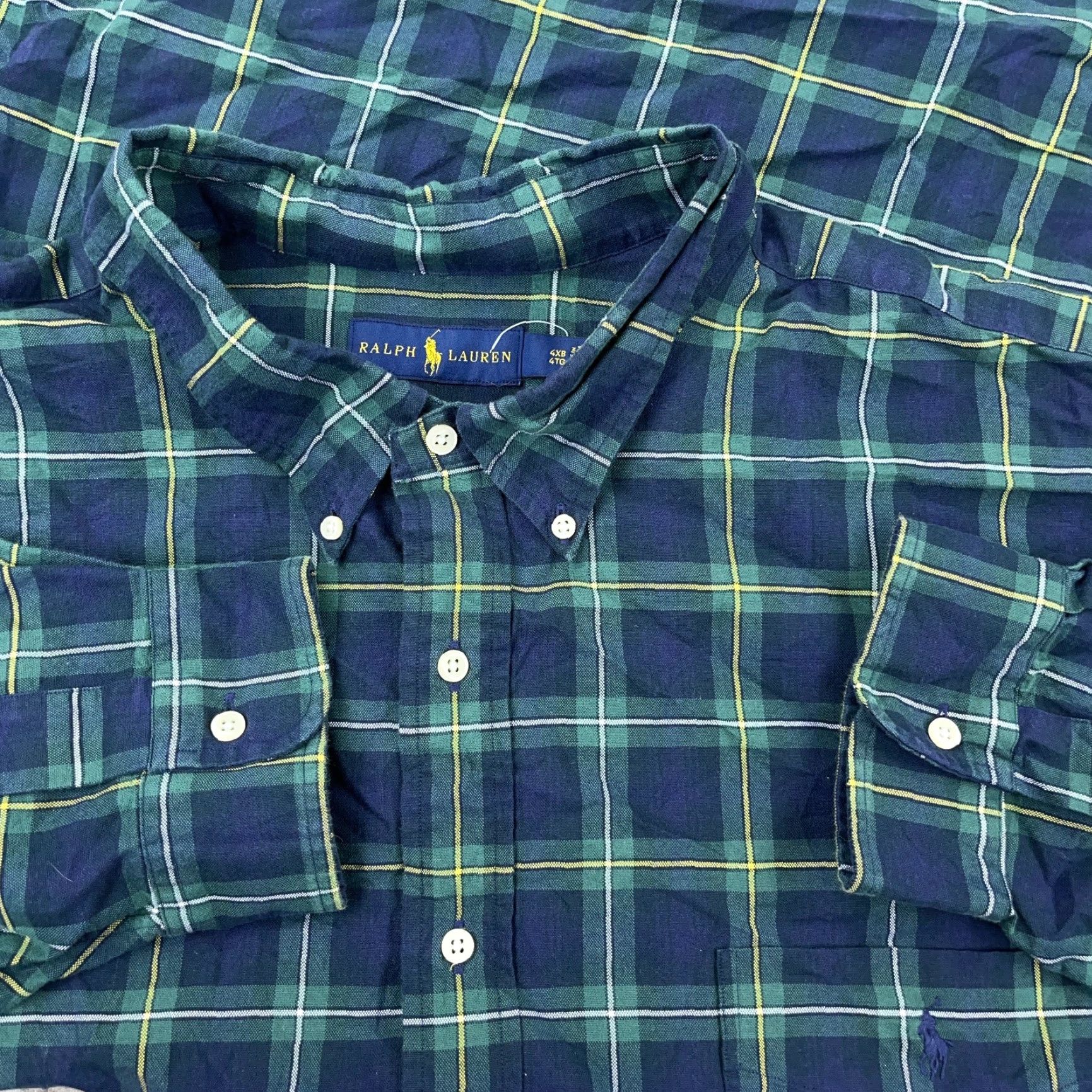 Ralph Lauren Ralph Lauren Shirt Men 4XB Blue Green Plaid Button Up Oxford Blackwatch Dress Shirt Size 48R - 2 Thumbnail