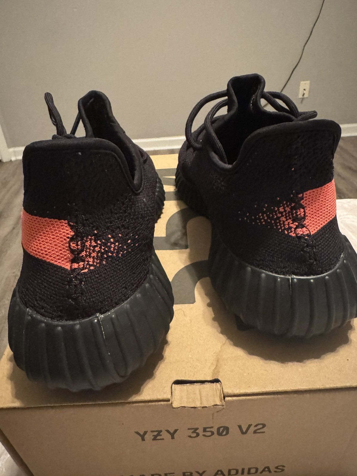 Yeezy Adidas Yeezy Boost 350 V2 Core Black Red / Red Stripe Size US 10 / EU 43 - 4 Thumbnail