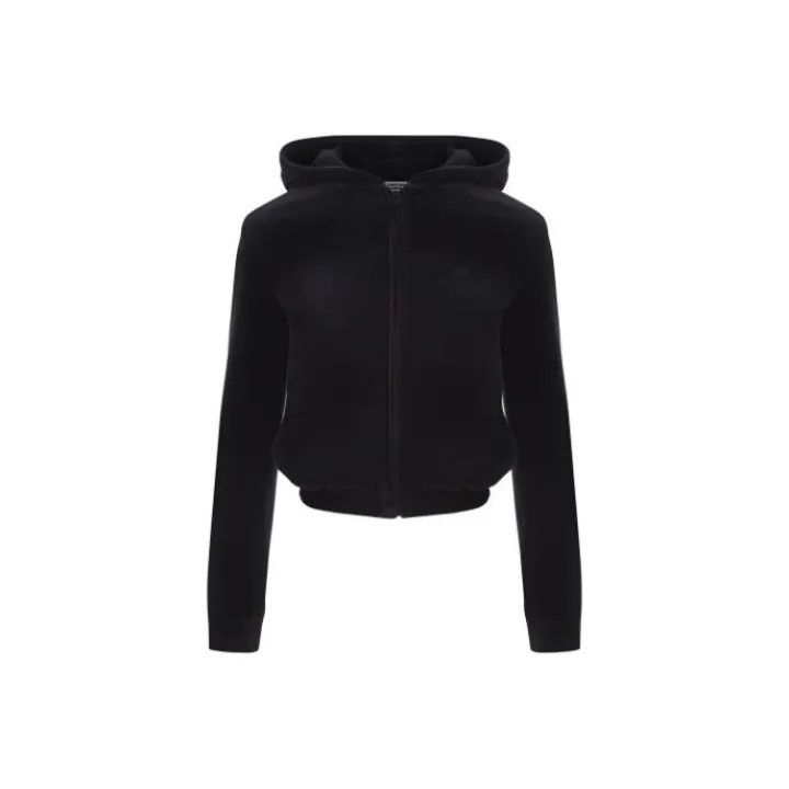 Balenciaga Balenciaga Black Velvet Zip Hoodie 0079 Size L / US 10 / IT 46 - 1 Thumbnail