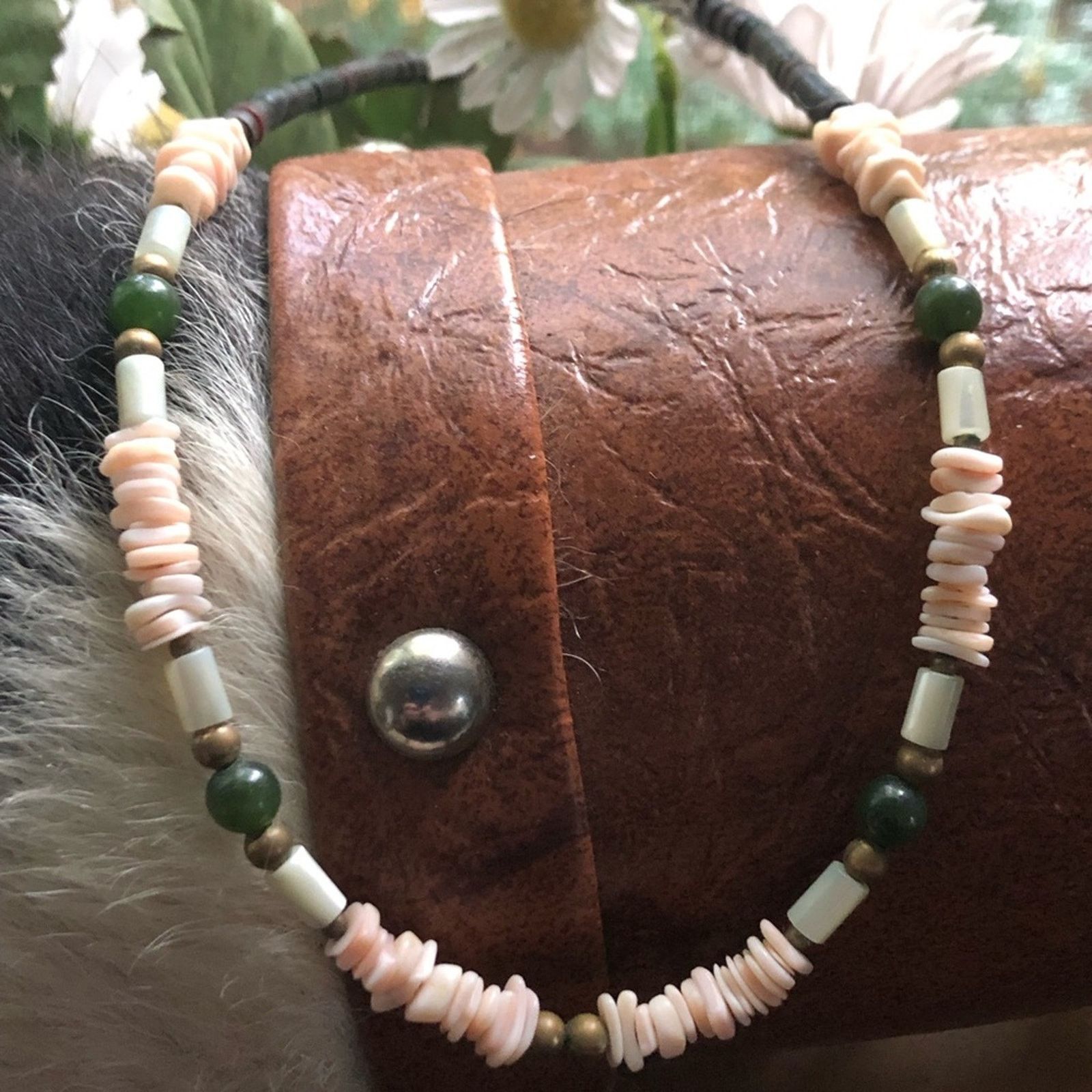 Vintage Vintage 70s boho stone jade coral choker necklace Size ONE SIZE - 2 Thumbnail