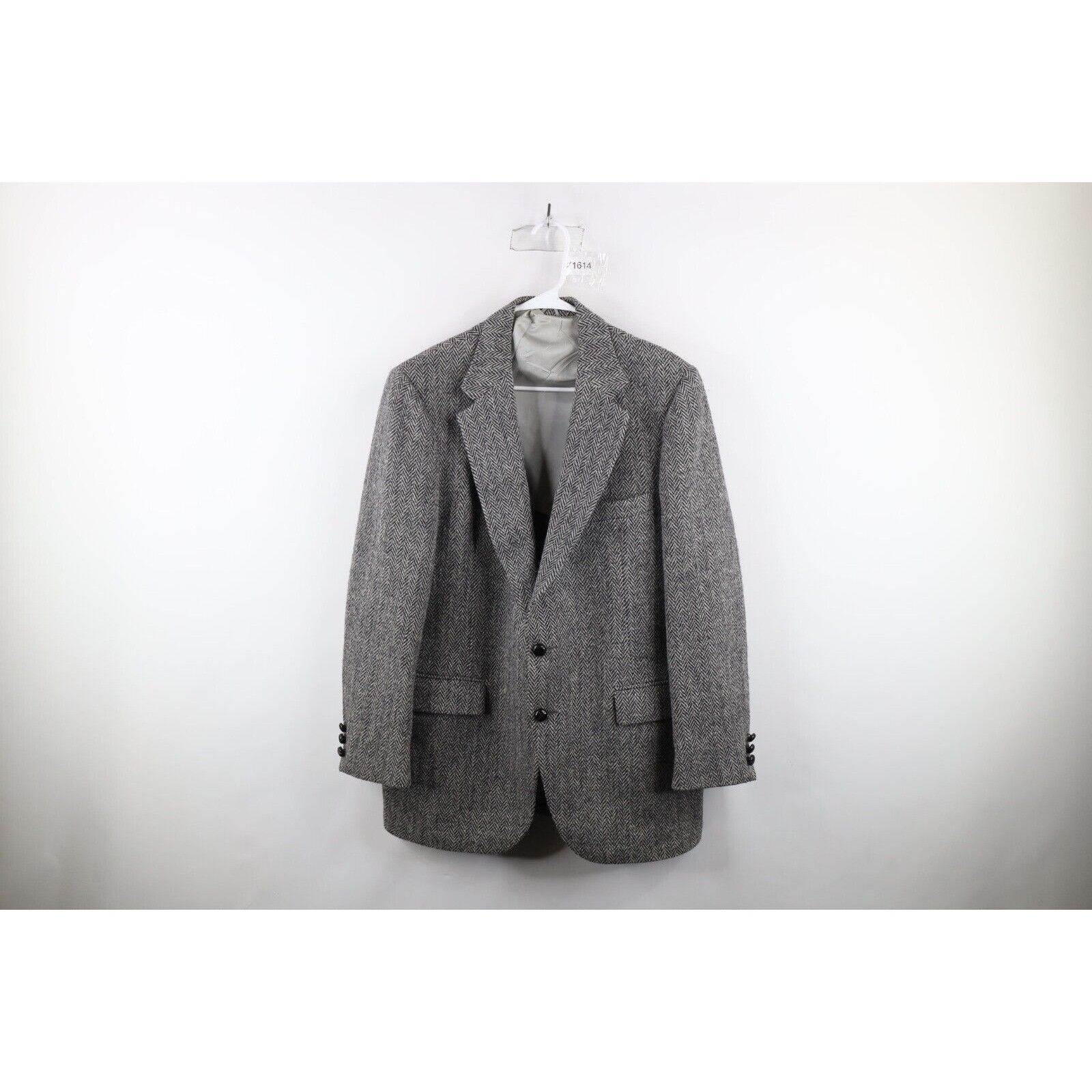 image of Vintage 70's Herringbone Harris Tweed Wool Suit Jacket, Men's (Size 42R)