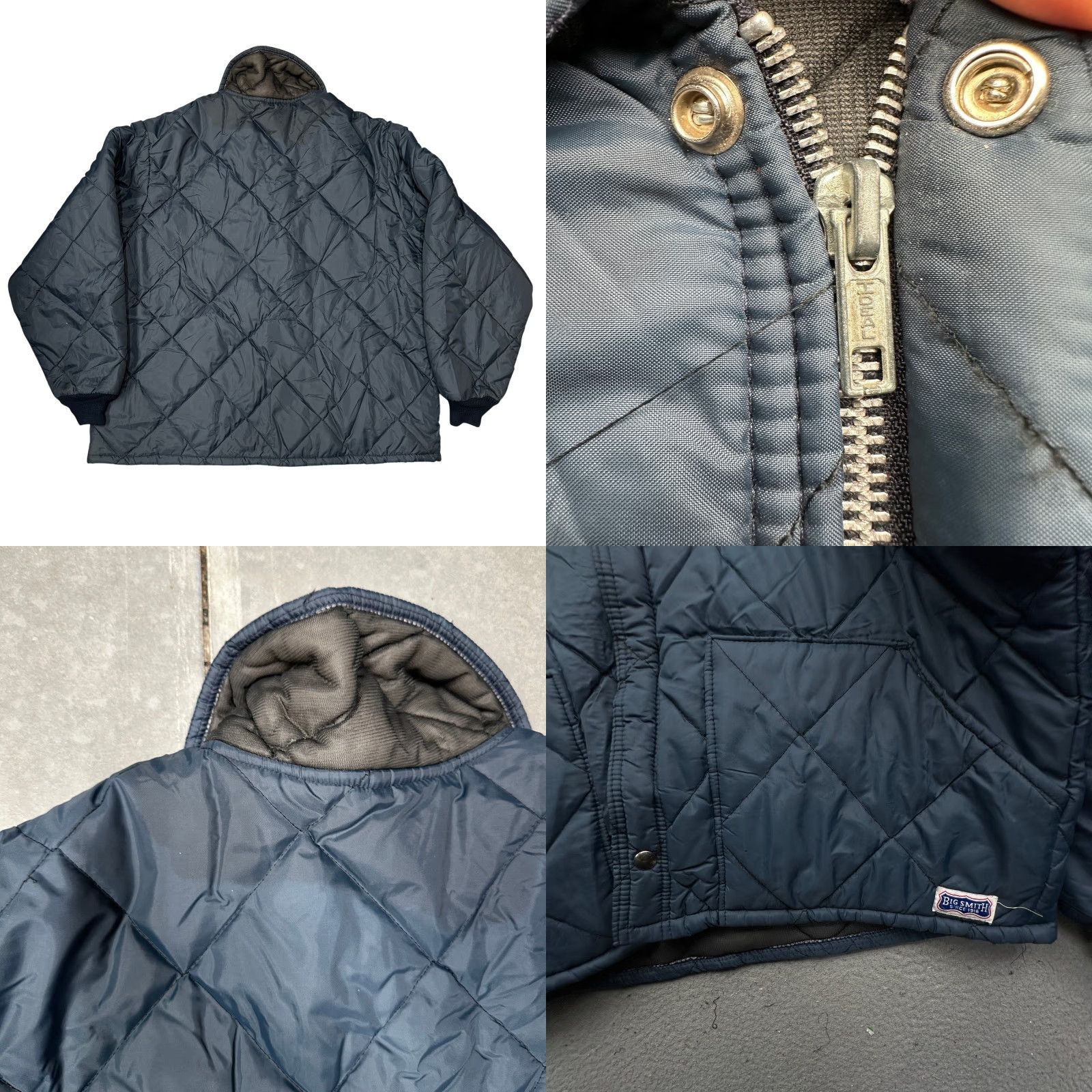 Vintage VINTAGE Big Smith Quilted Work Jacket Mens XXL Navy Blue Snap Zip Liner 70s 80s Bomber Jacket Size US XXL / EU 58 / 5 - 8 Thumbnail