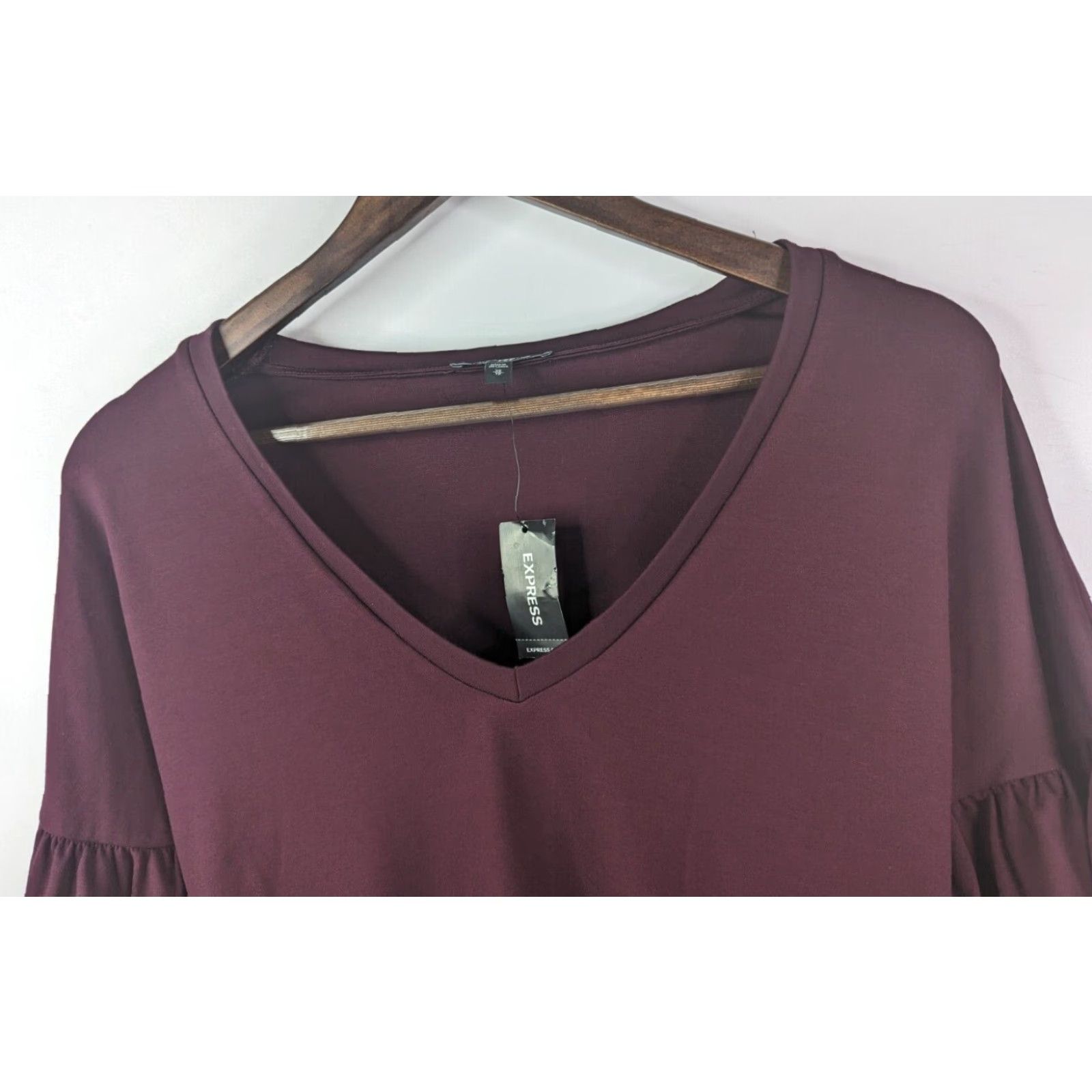 Express NWT Express Burgundy Ponte Knit Balloon Sleeve Shift Dress Stretch Women's XS Size XS / US 0-2 / IT 36-38 - 2 Thumbnail