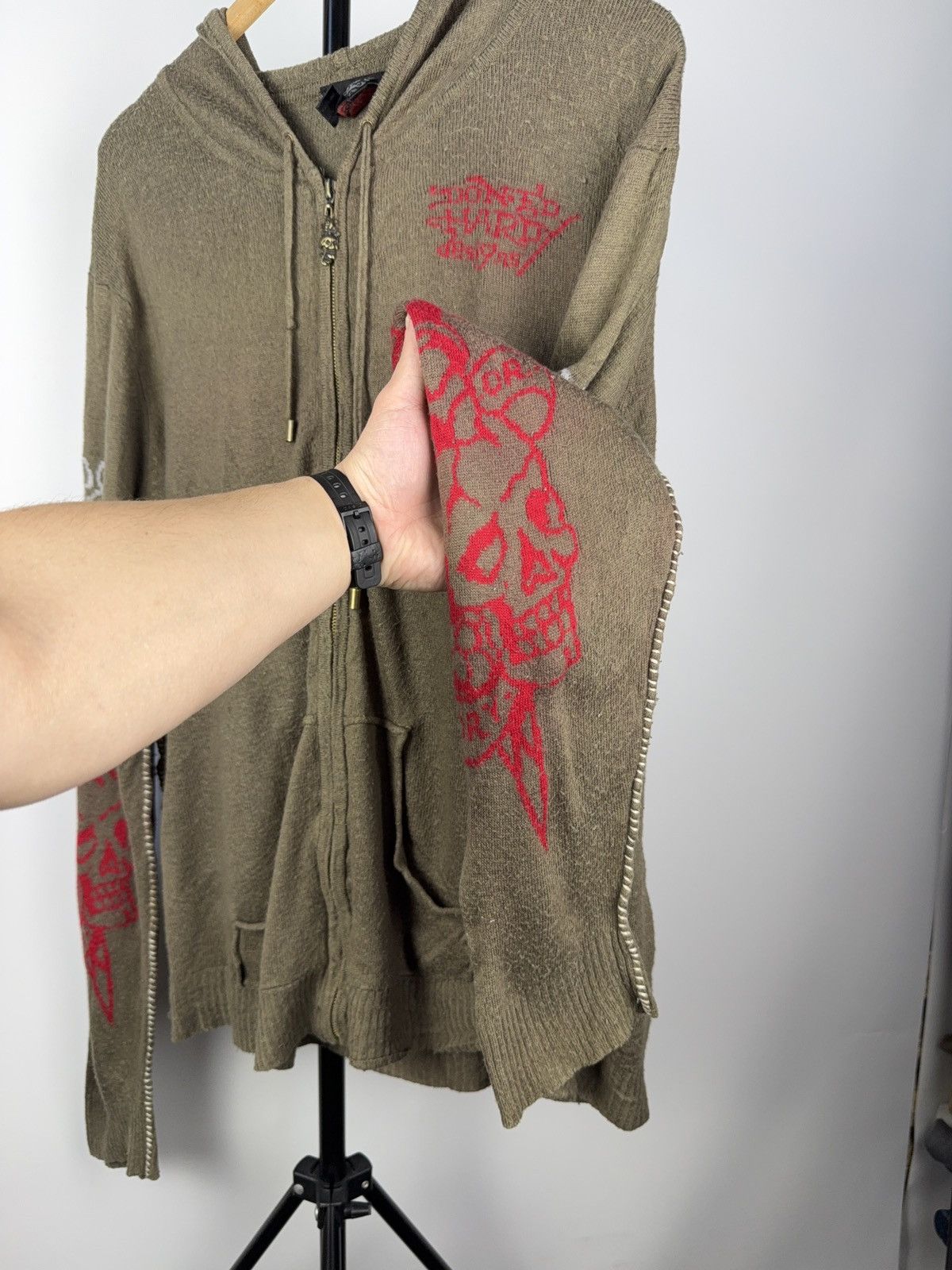 Ed Hardy × Japanese Brand × Vintage 90s Vintage Ed Hardy knitted Zip Hoodie veryrare item Size US XL / EU 56 / 4 - 4 Thumbnail